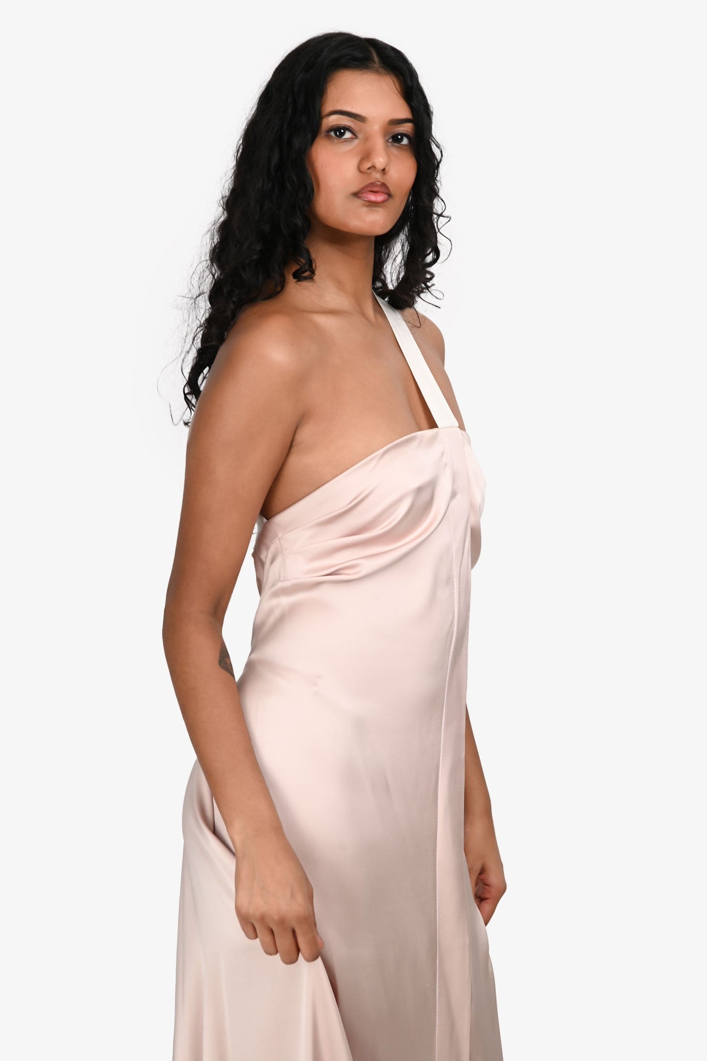 Fendi Champagne Pink Silk Long Gown Size 2 US