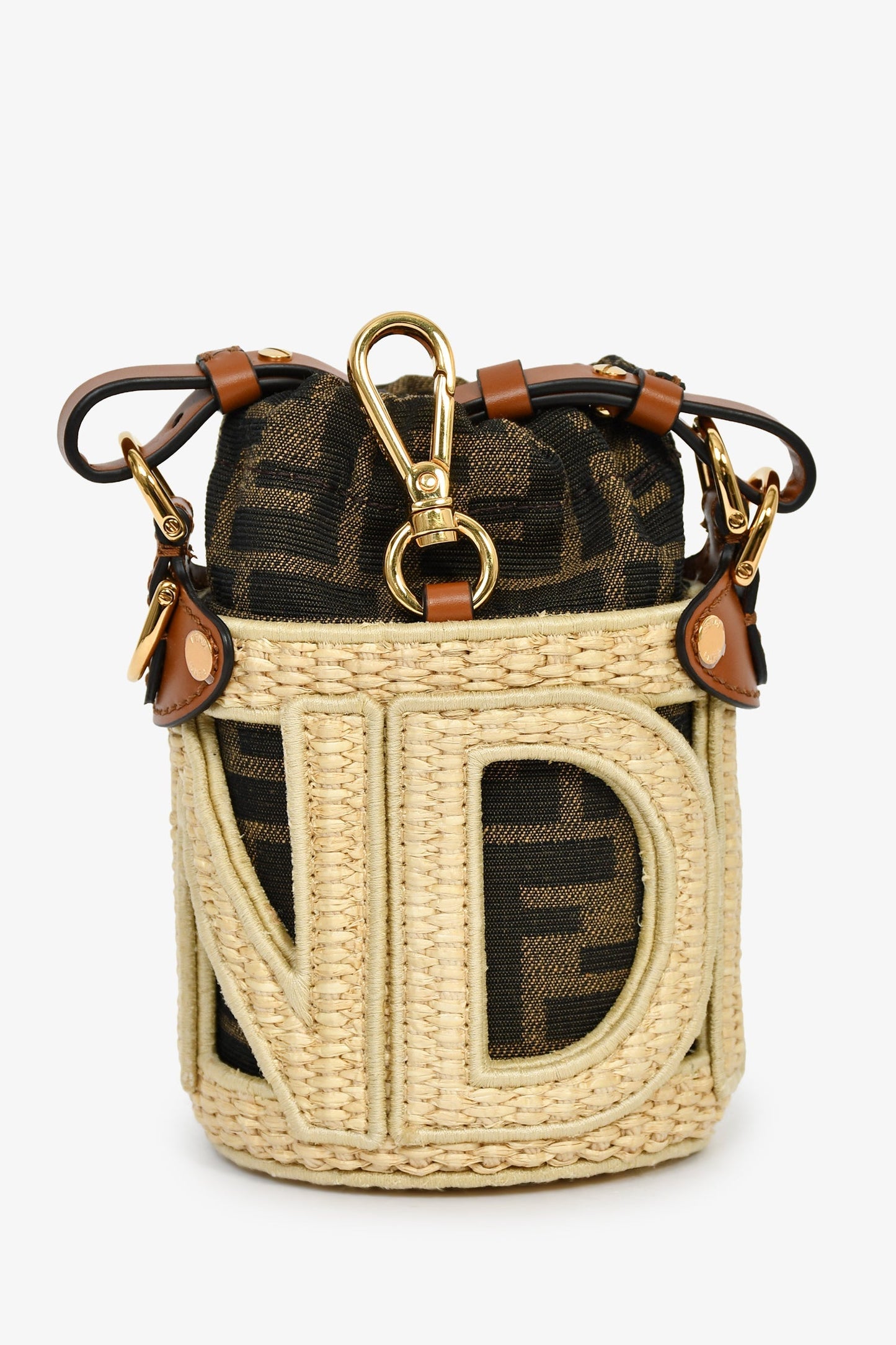 Fendi Brown/Beige Zucca FF Step Out Nano Bucket Bag