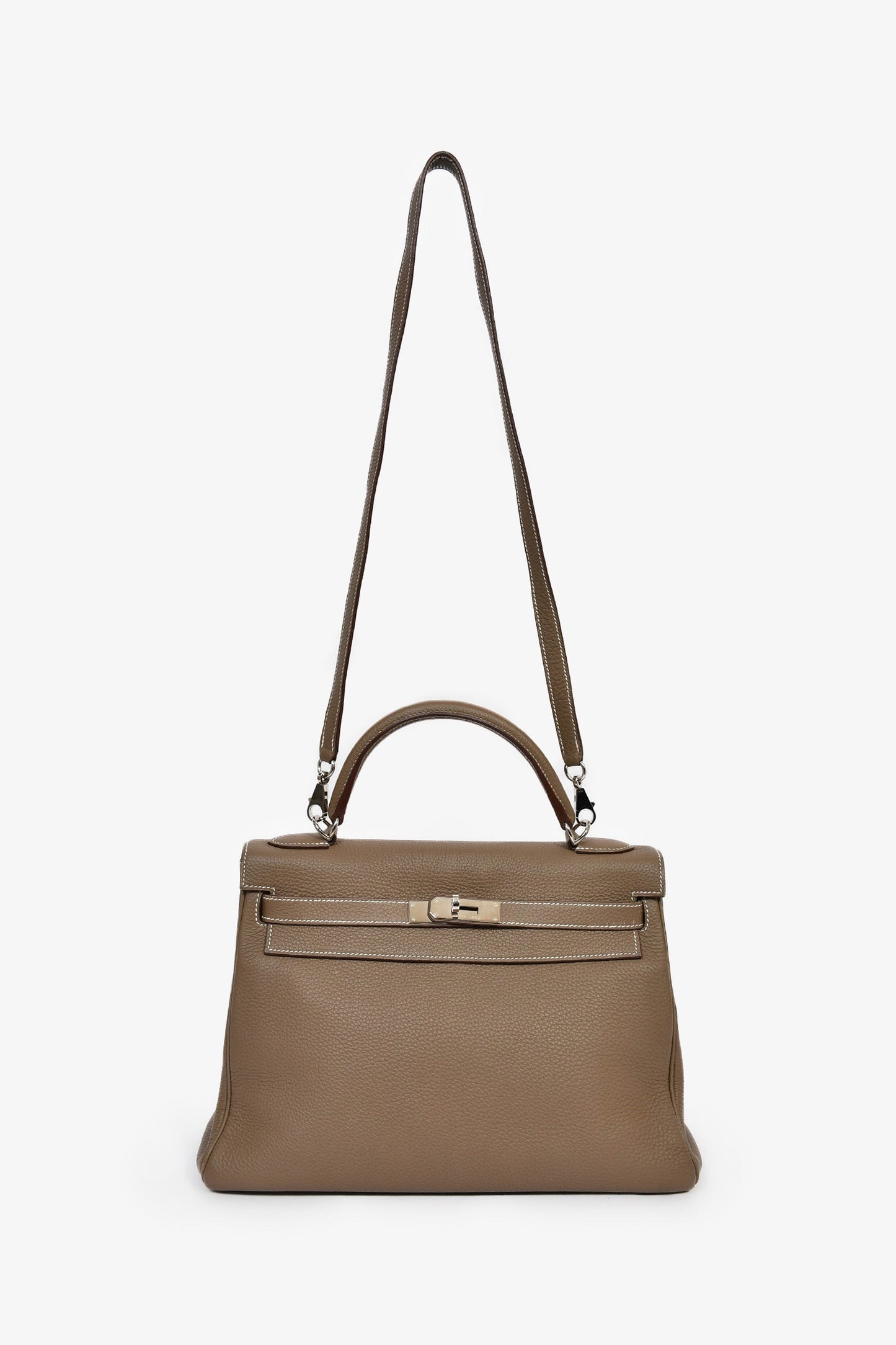 Hermes 2014 Etoupe Clemence Kelly 32 PHW with Strap