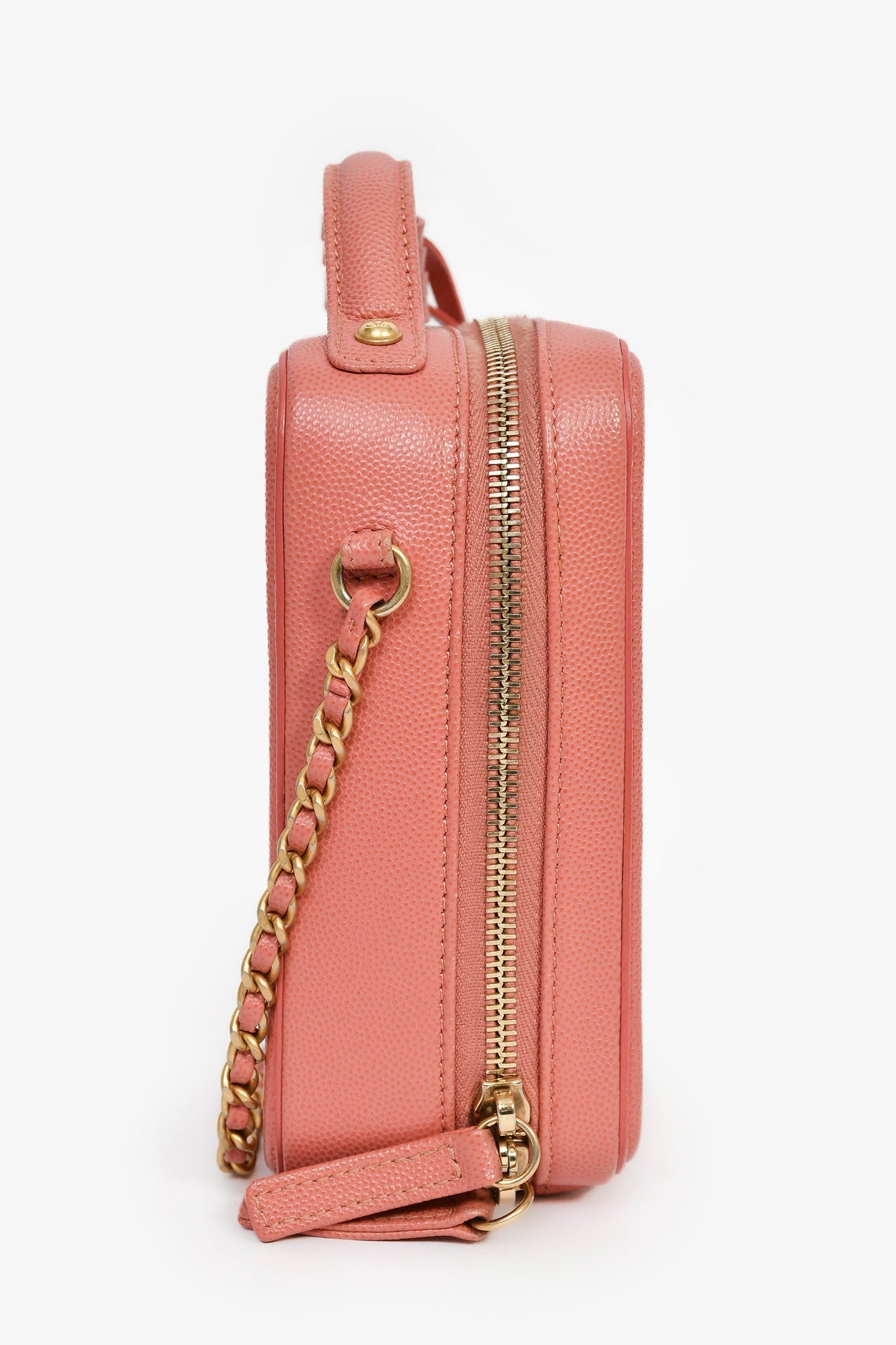 Chanel™ 2019 Pink Caviar Leather Vertical Filigree Vanity Case