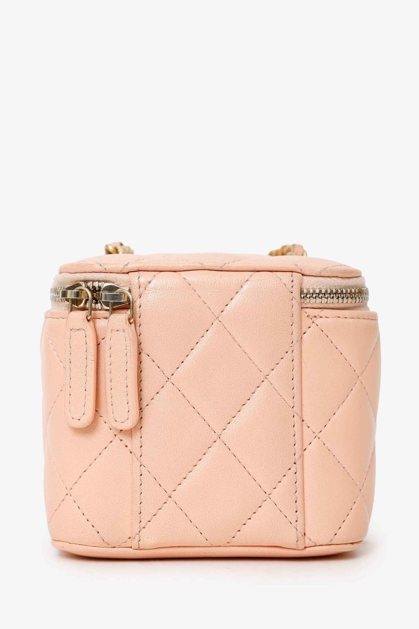 Chanel™ 2021 Pink Quilted Lambskin Pearl Crush Mini Vanity Case