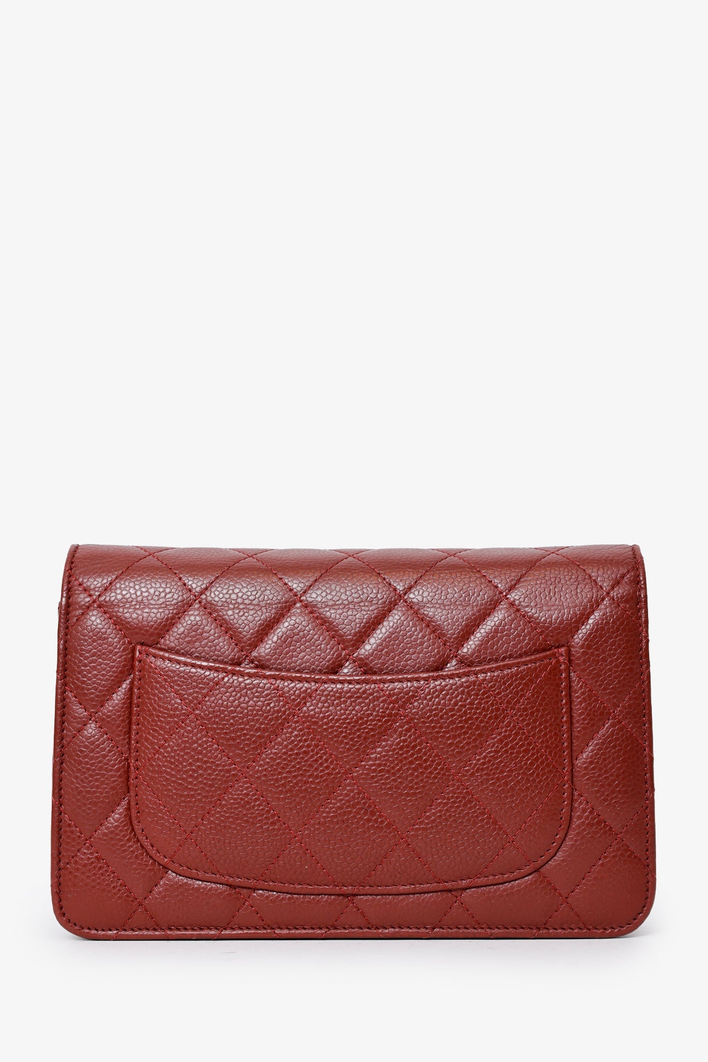 Chanel™ 2013-14 Burgundy Caviar Leather Classic Wallet On Chain