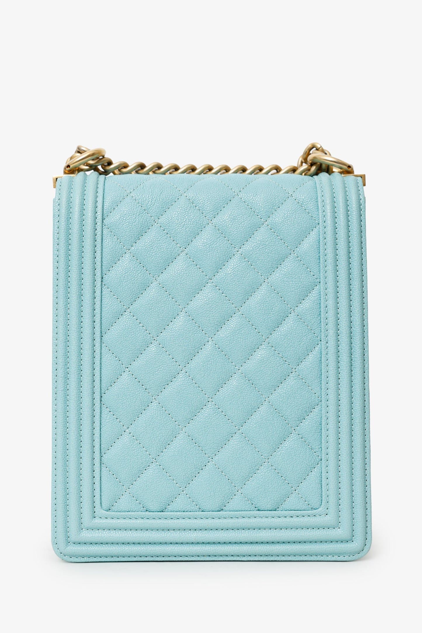 Chanel™ 2019 Teal Green Leather North/South Boy Shoulder Bag