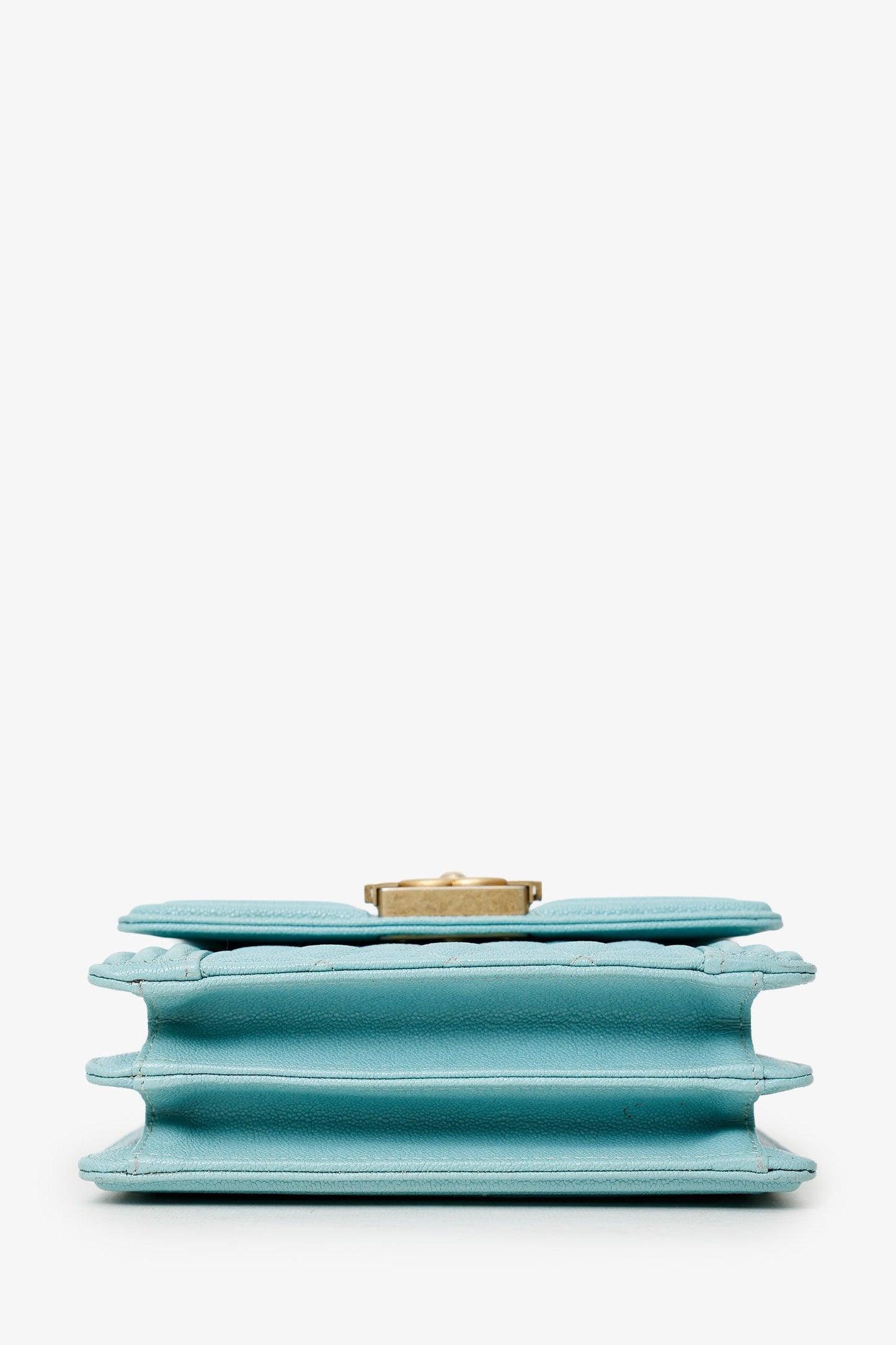 Chanel™ 2019 Teal Green Leather North/South Boy Shoulder Bag