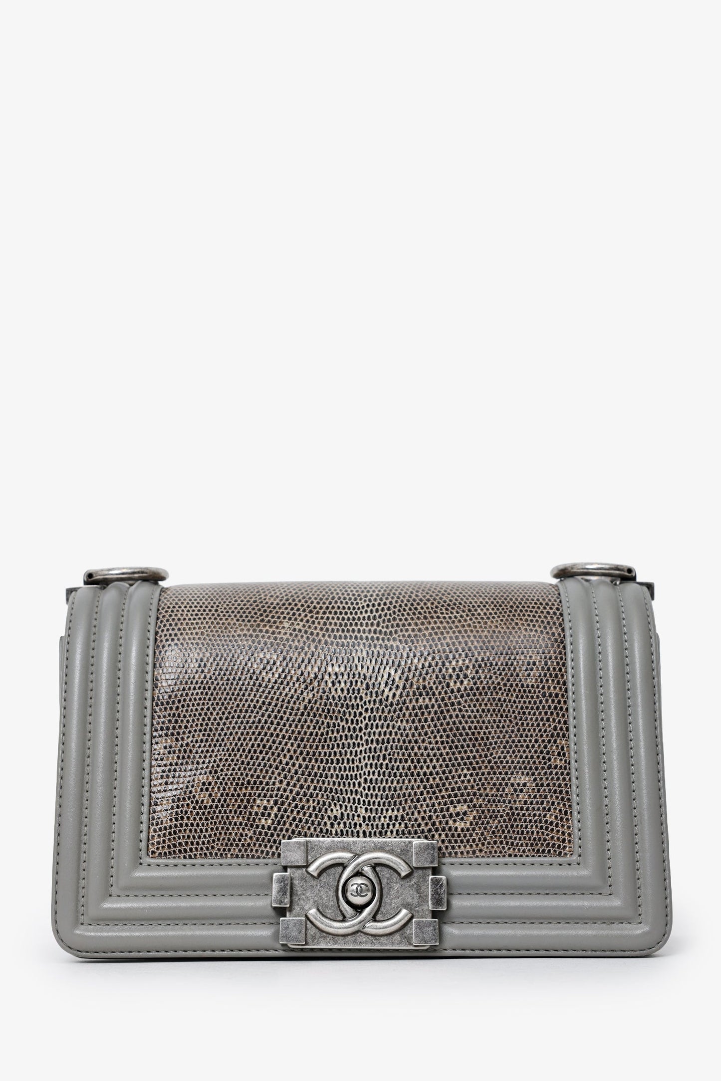 Chanel™ 2014 Grey Lizard Leather Small Boy Bag