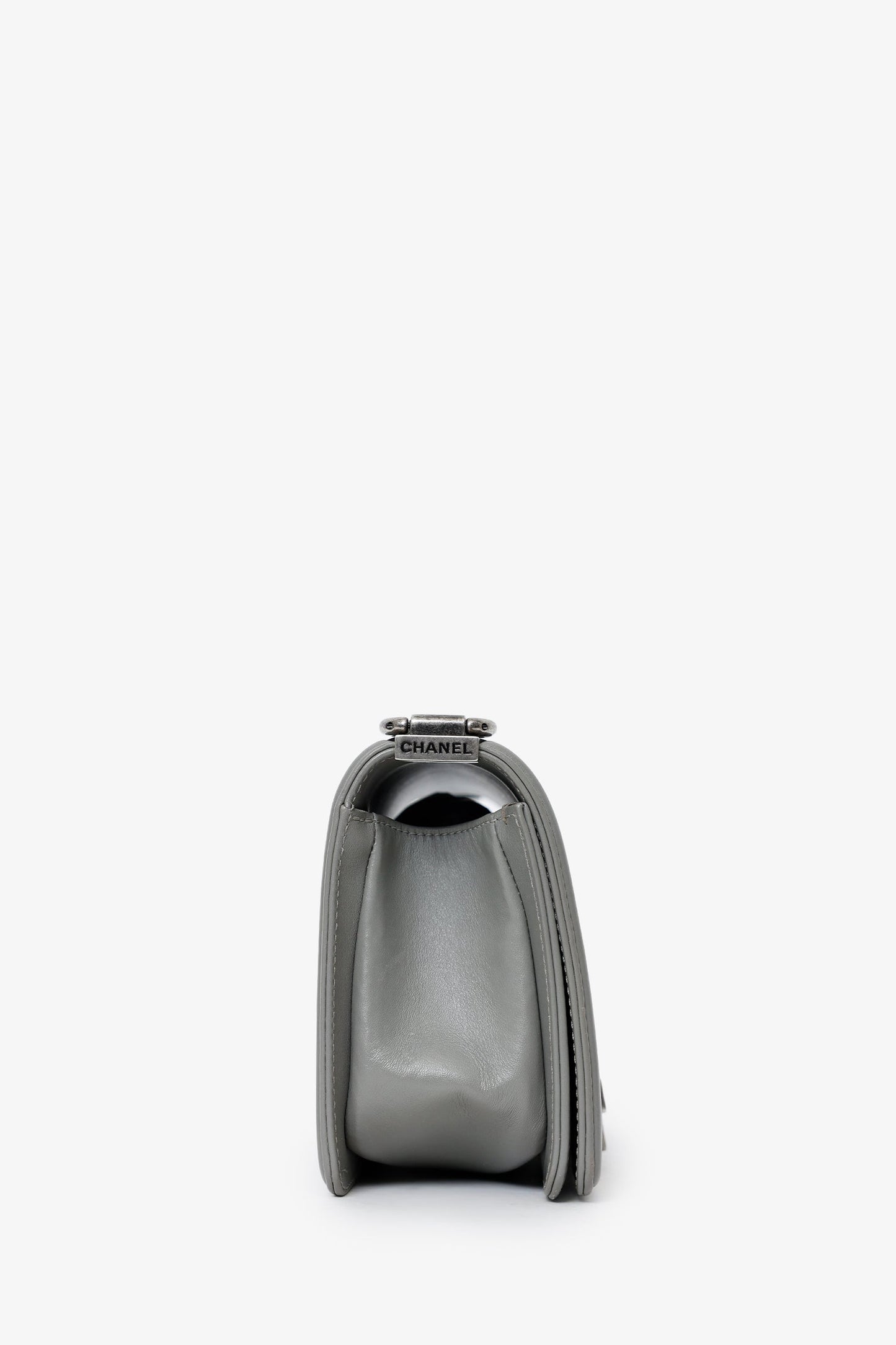 Chanel™ 2014 Grey Lizard Leather Small Boy Bag