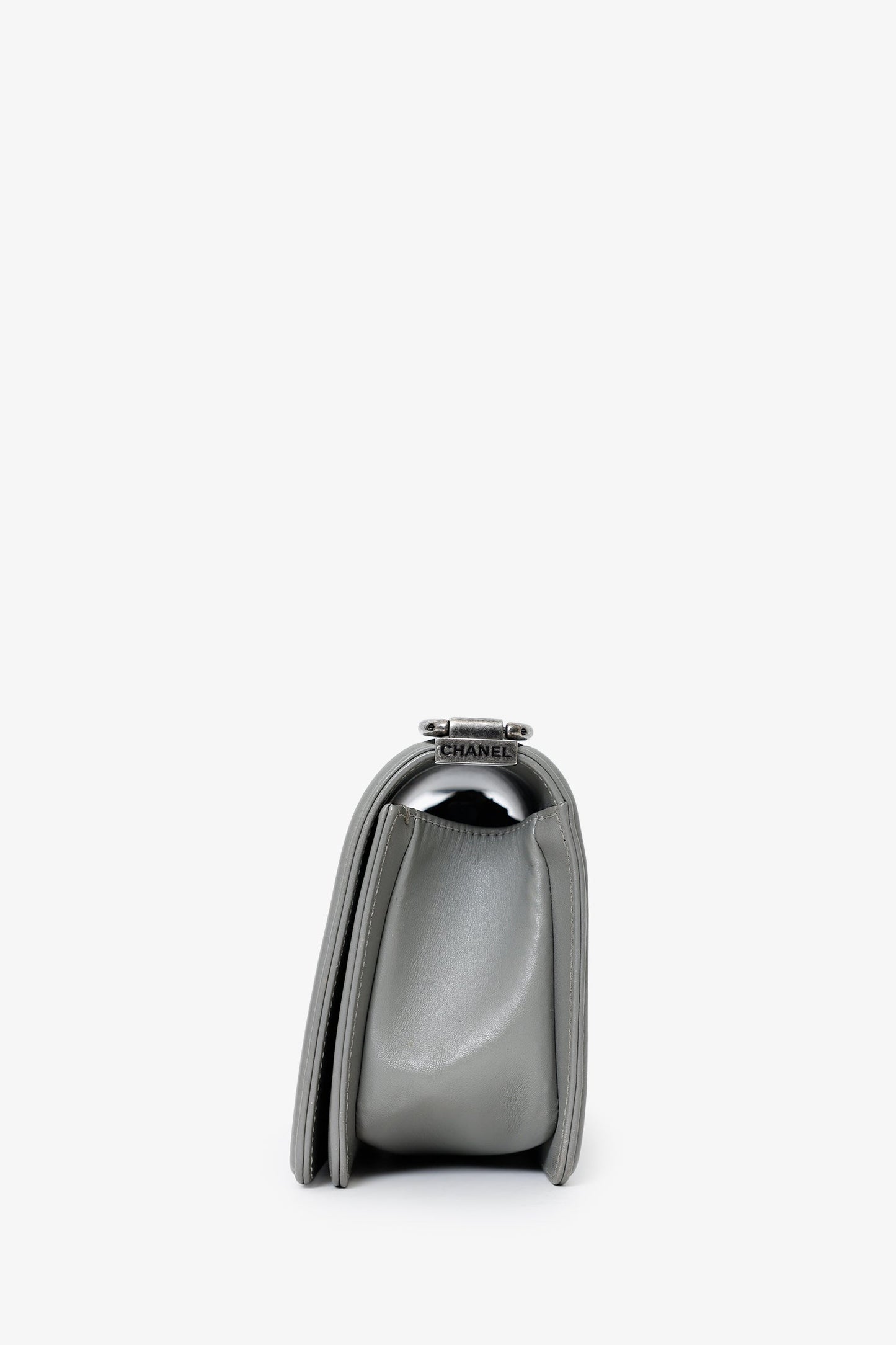 Chanel™ 2014 Grey Lizard Leather Small Boy Bag
