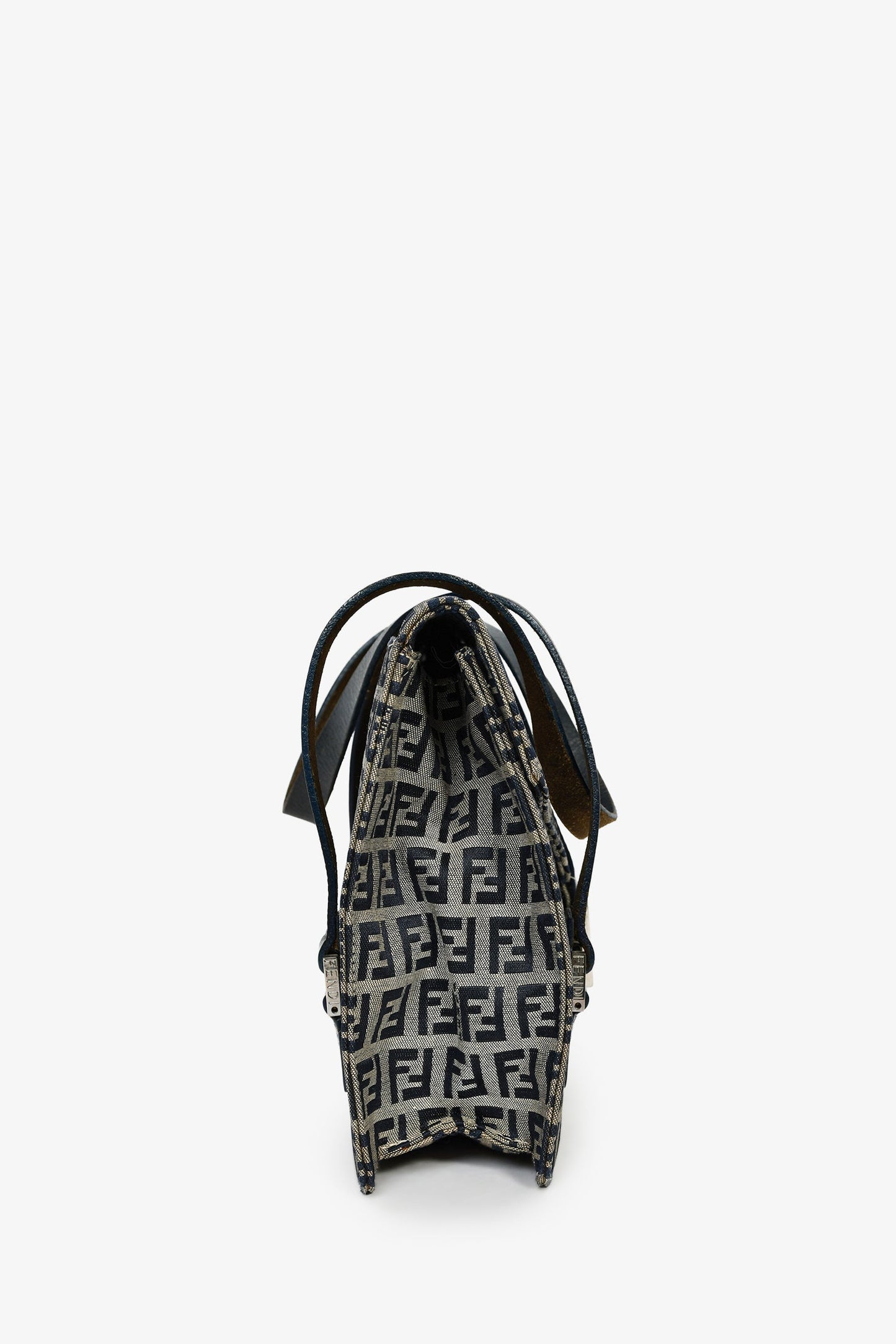 Fendi Navy FF Zucca Canvas Square Baguette Shoulder Bag