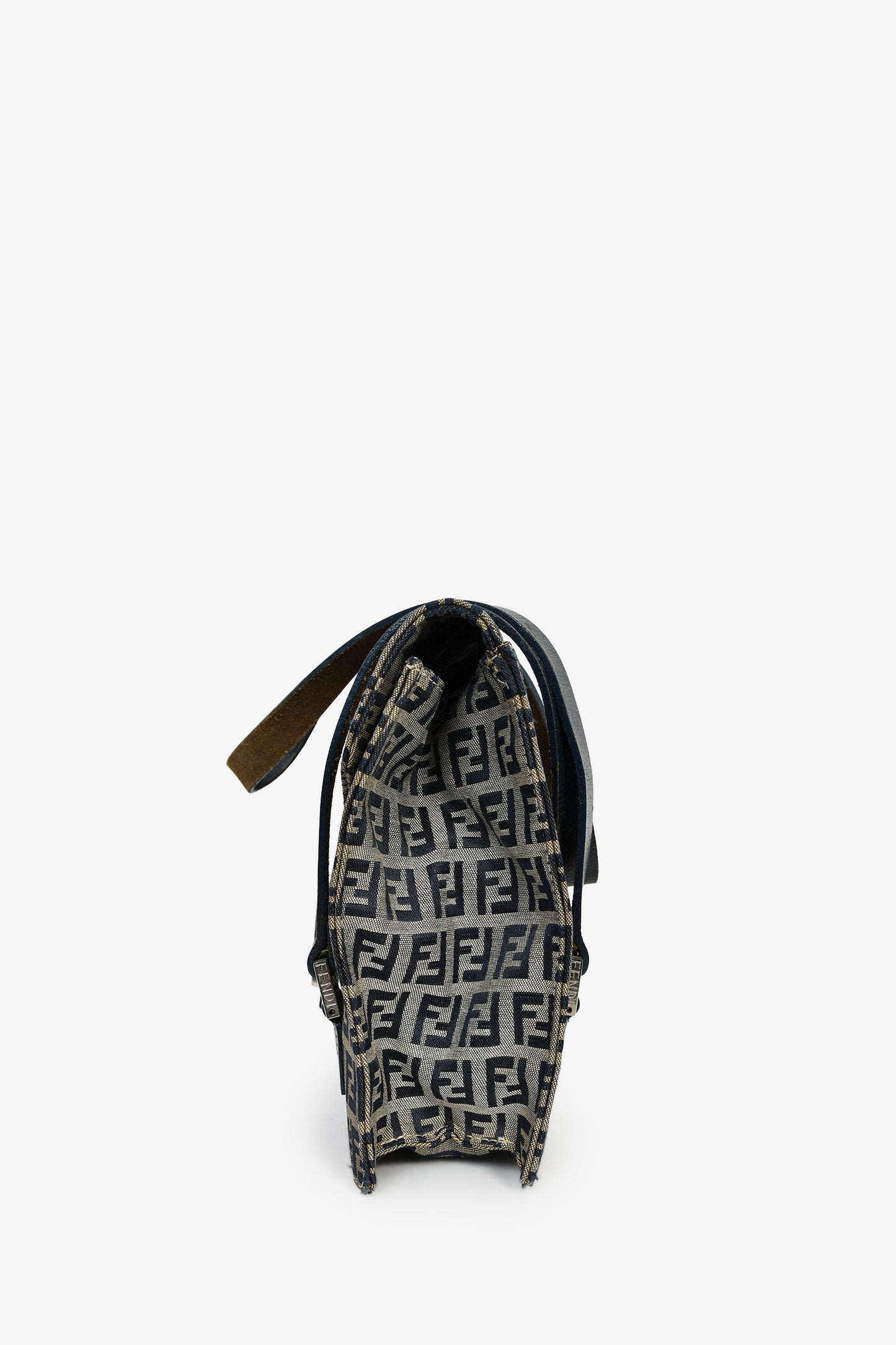 Fendi Navy FF Zucca Canvas Square Baguette Shoulder Bag