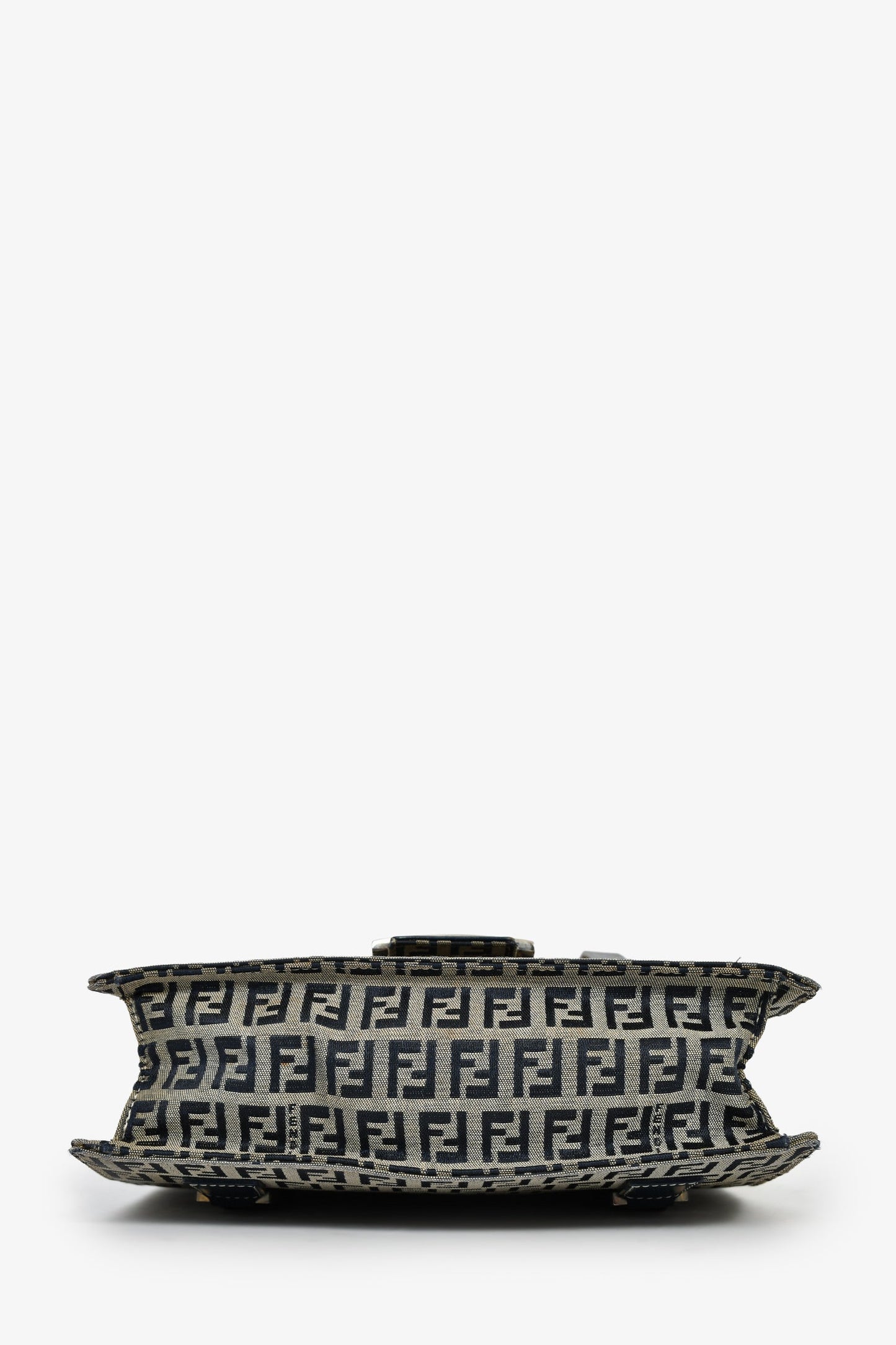 Fendi Navy FF Zucca Canvas Square Baguette Shoulder Bag