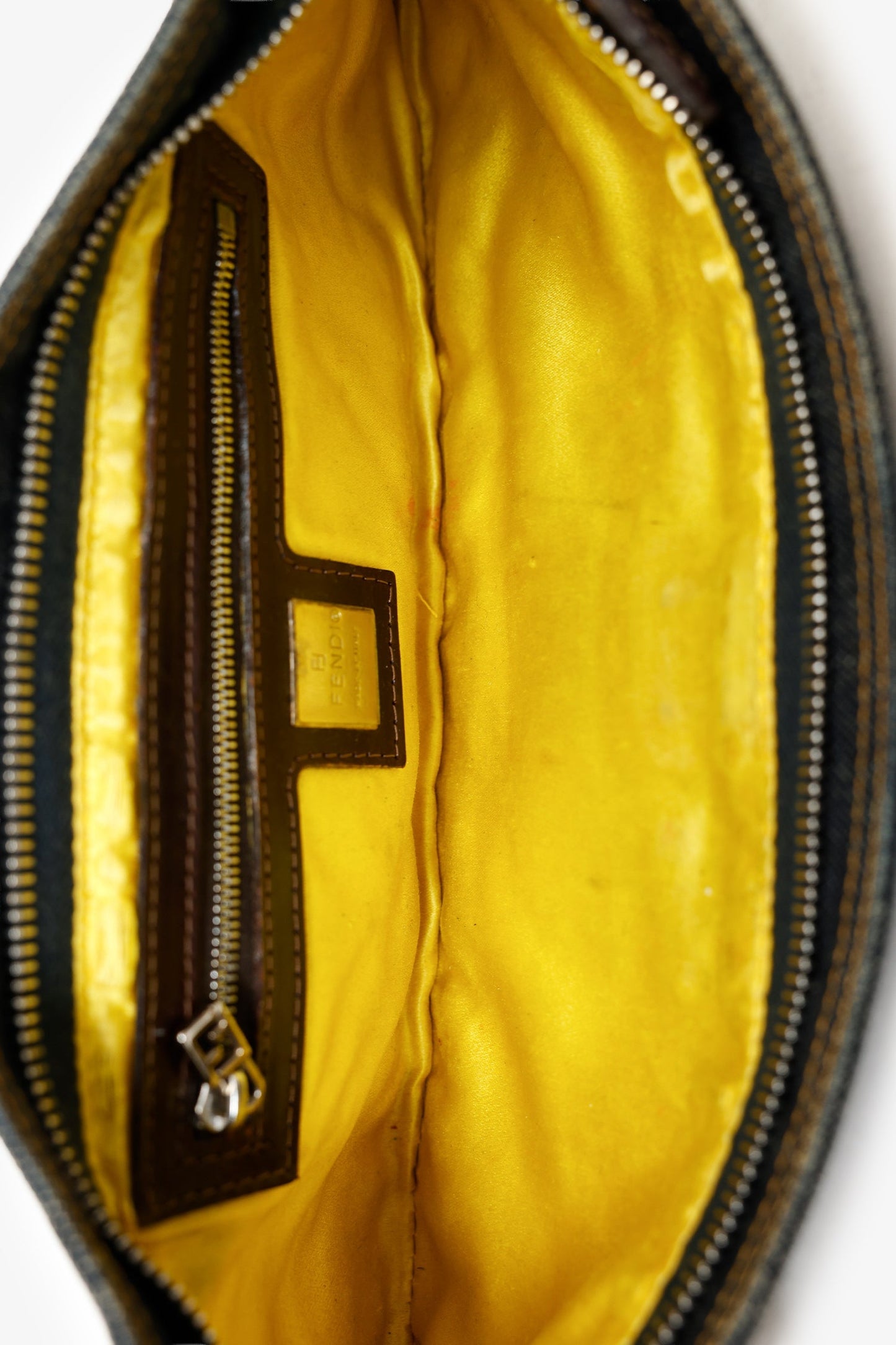 Fendi Blue Denim Beaded Baguette Pochette