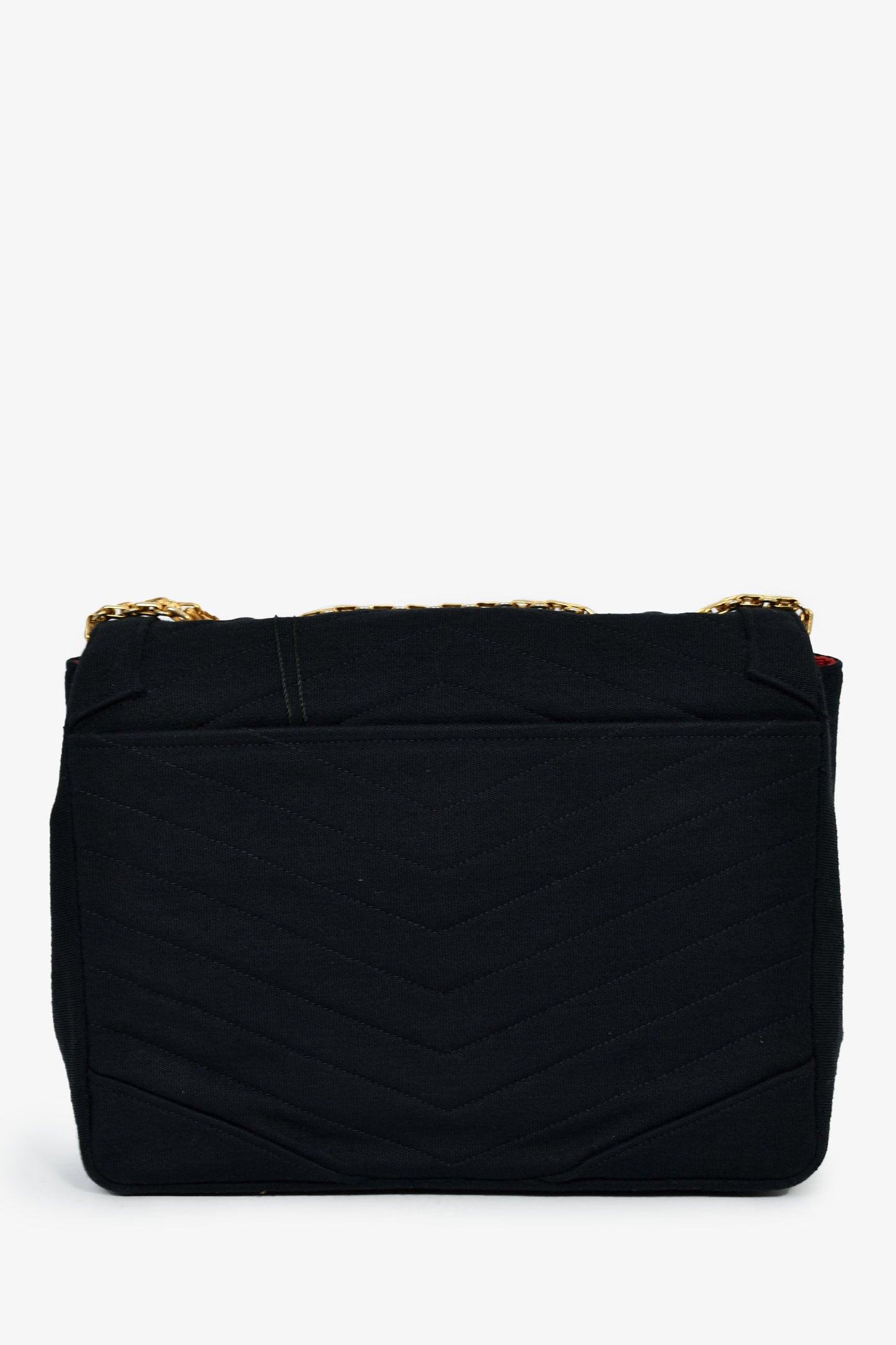 Chanel™ Vintage Black Jersey Chevron-Quilting Chain Bag