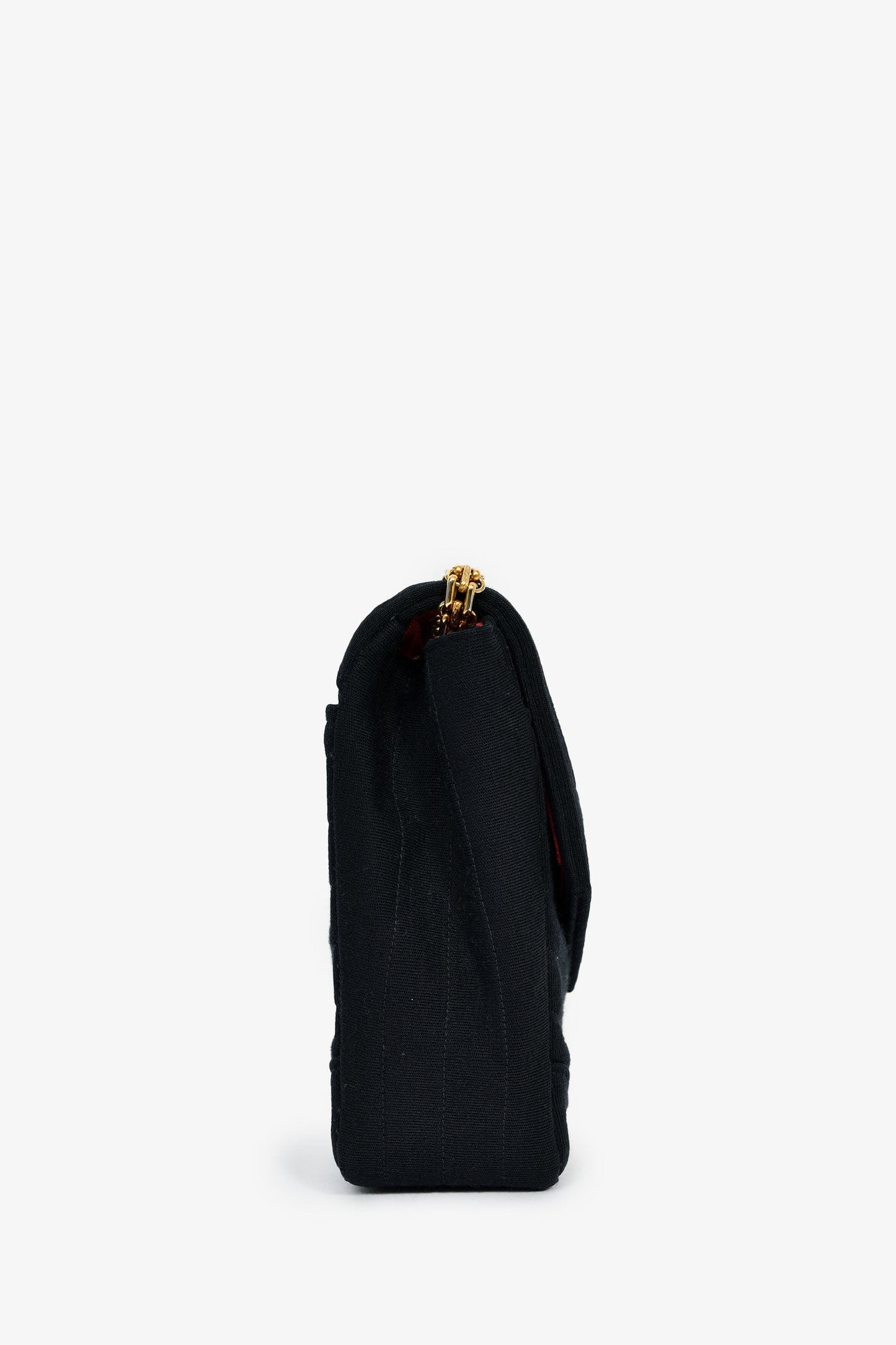 Chanel™ Vintage Black Jersey Chevron-Quilting Chain Bag