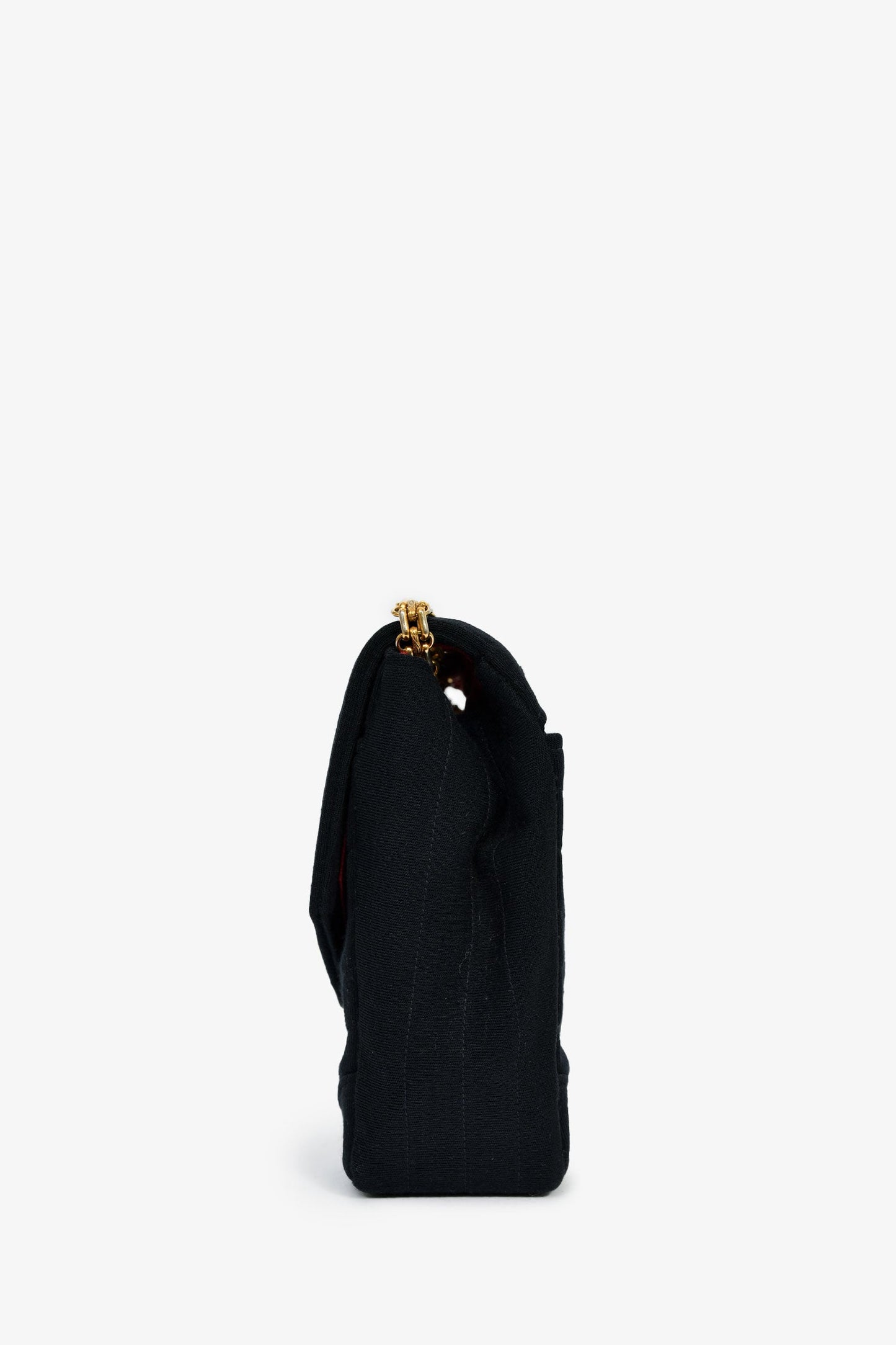Chanel™ Vintage Black Jersey Chevron-Quilting Chain Bag
