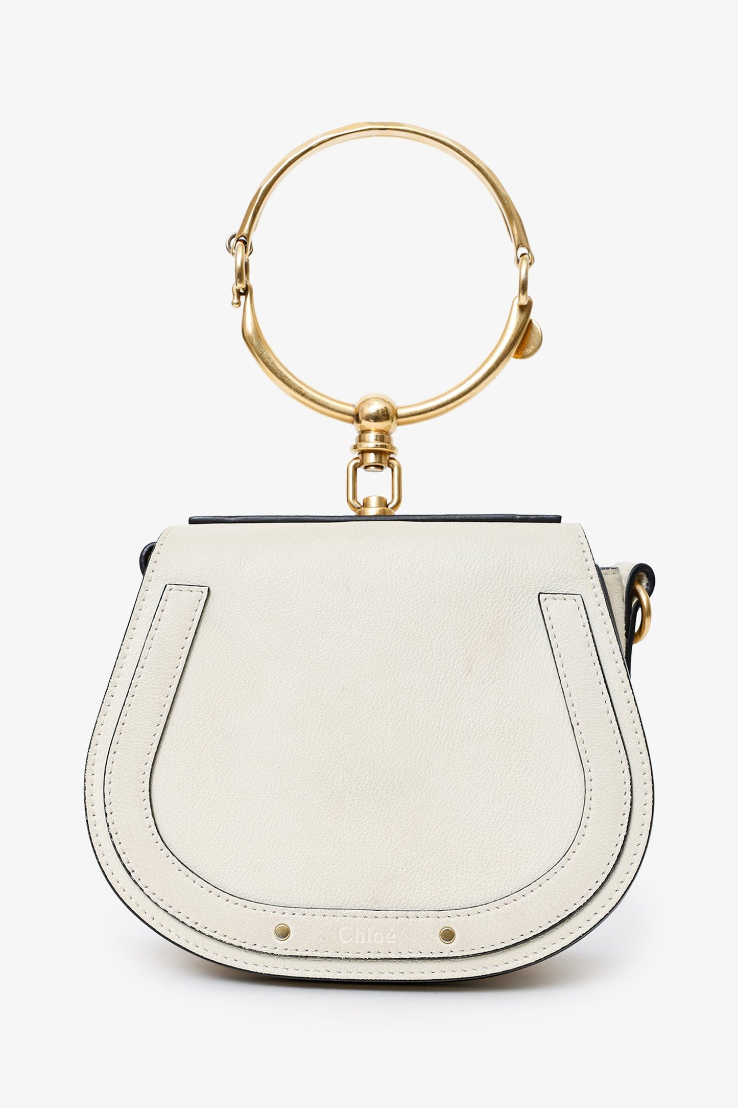 Chloe Off White Suede Small 'Nile Bracelet' Bag