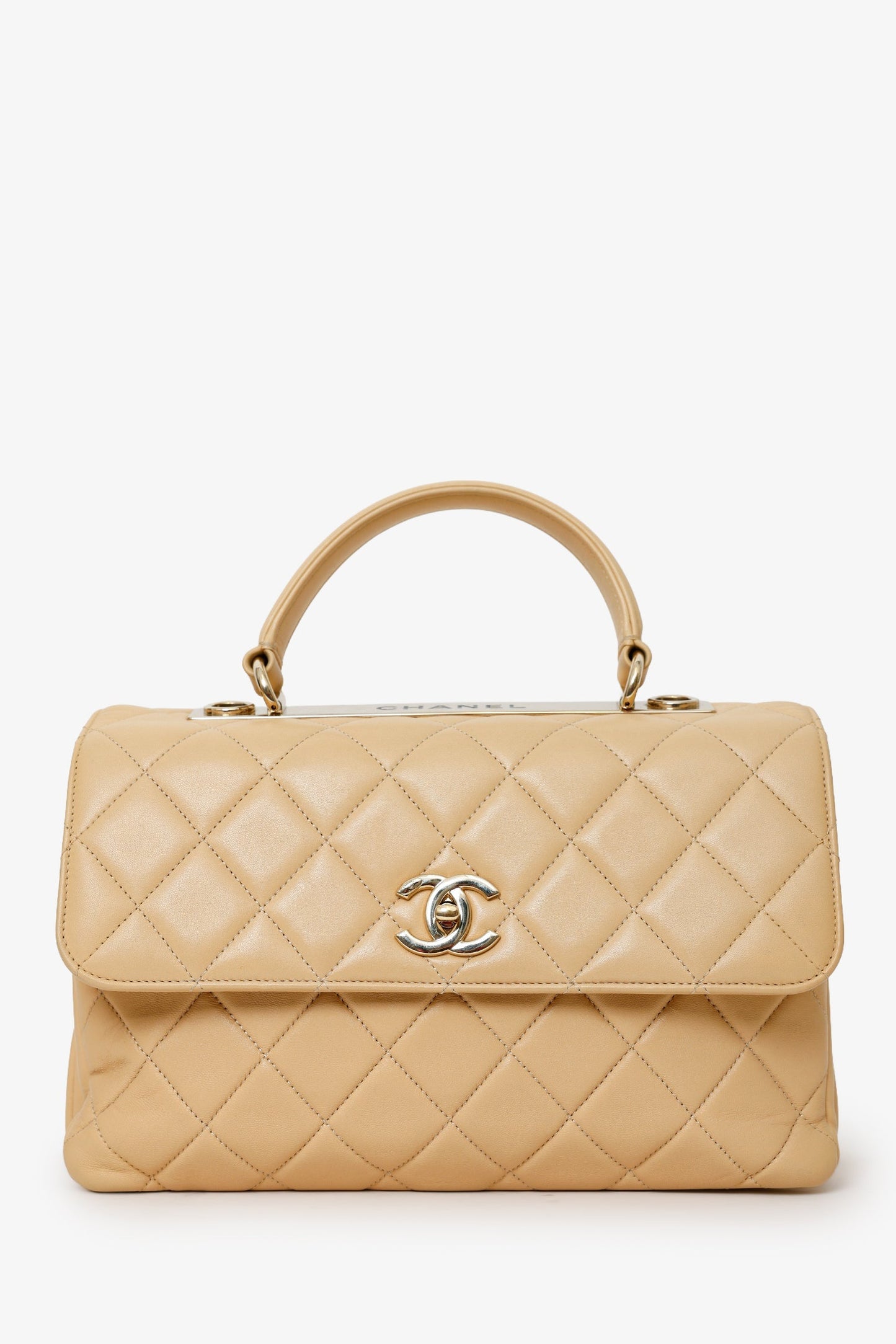 Chanel™ 2018-19 Beige Quilted Lambskin Medium Trendy CC Top Handle Bag