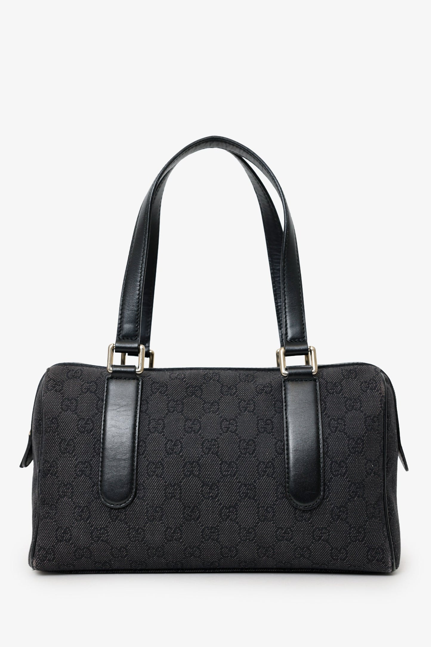 Gucci Black GG Canvas/Leather Boston Bag