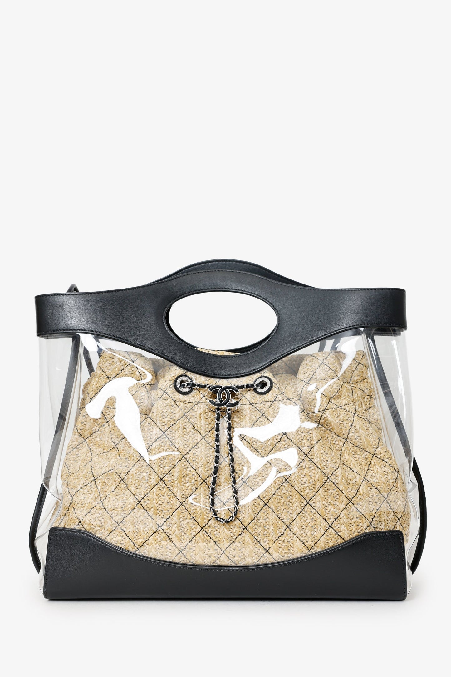 Chanel™ 2019 Black PVC Raffia 31 Shopping Bag