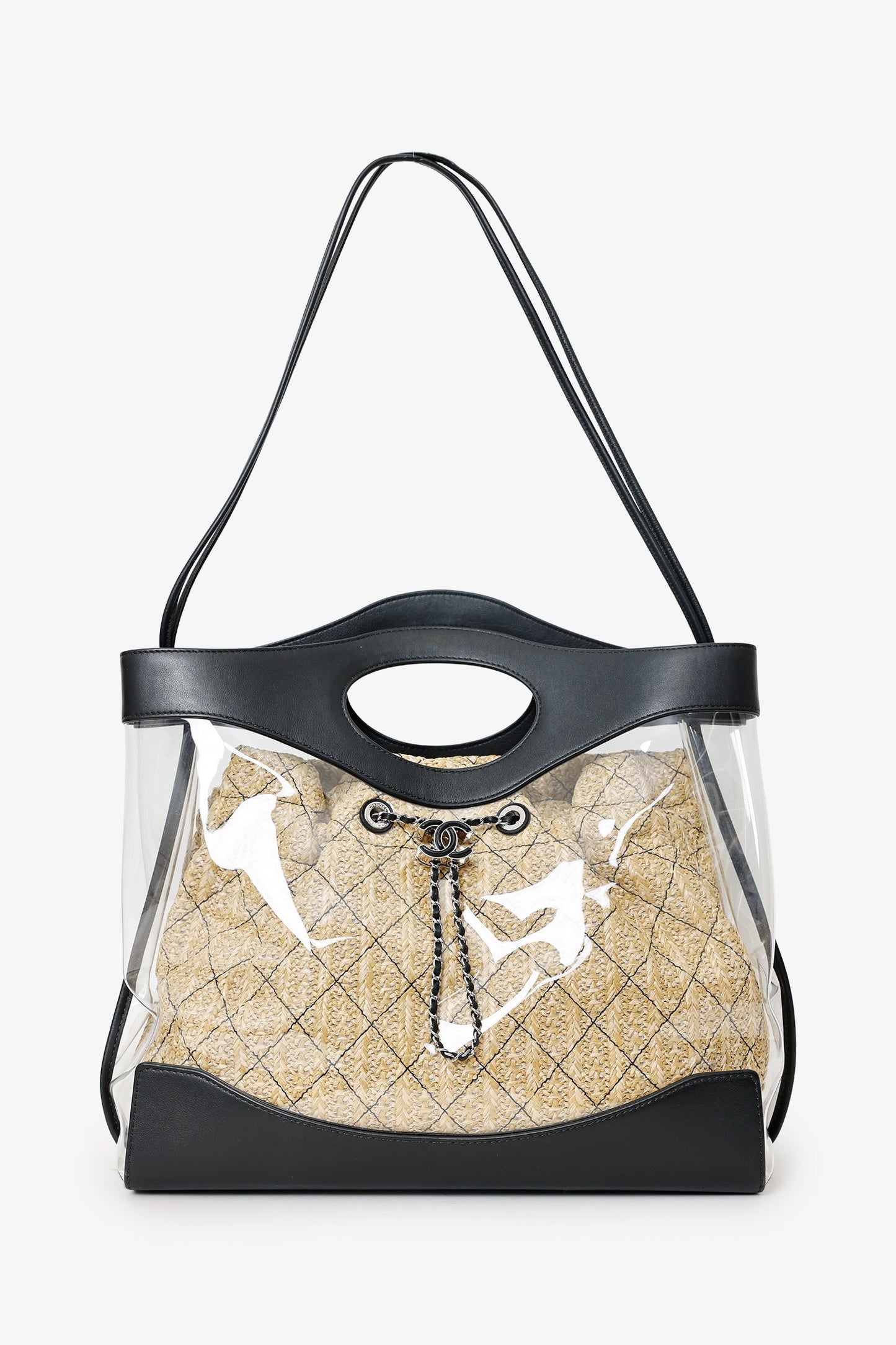 Chanel™ 2019 Black PVC Raffia 31 Shopping Bag