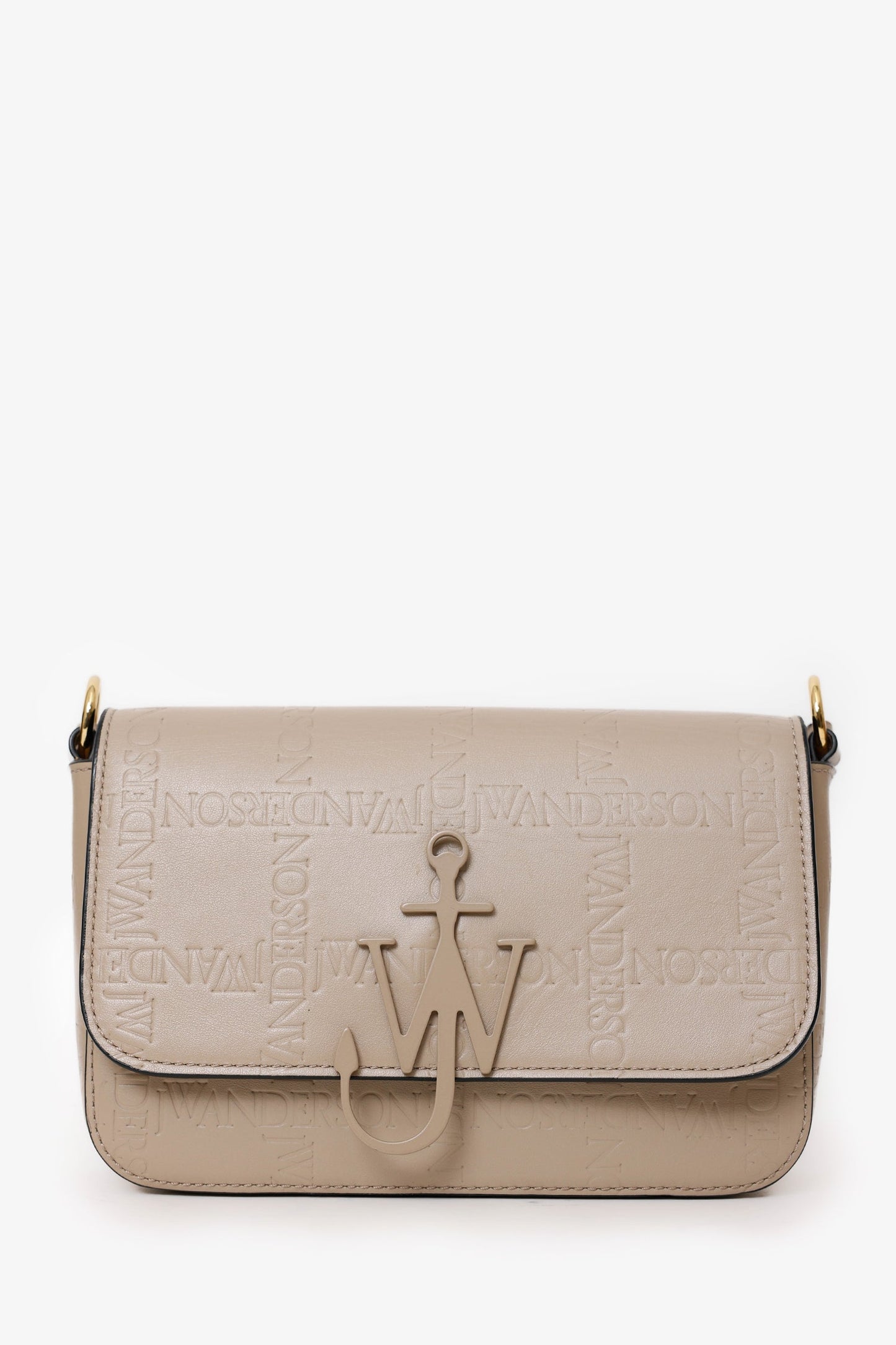 JW Anderson Taupe Leather Midi 'Anchor' Shoulder Bag