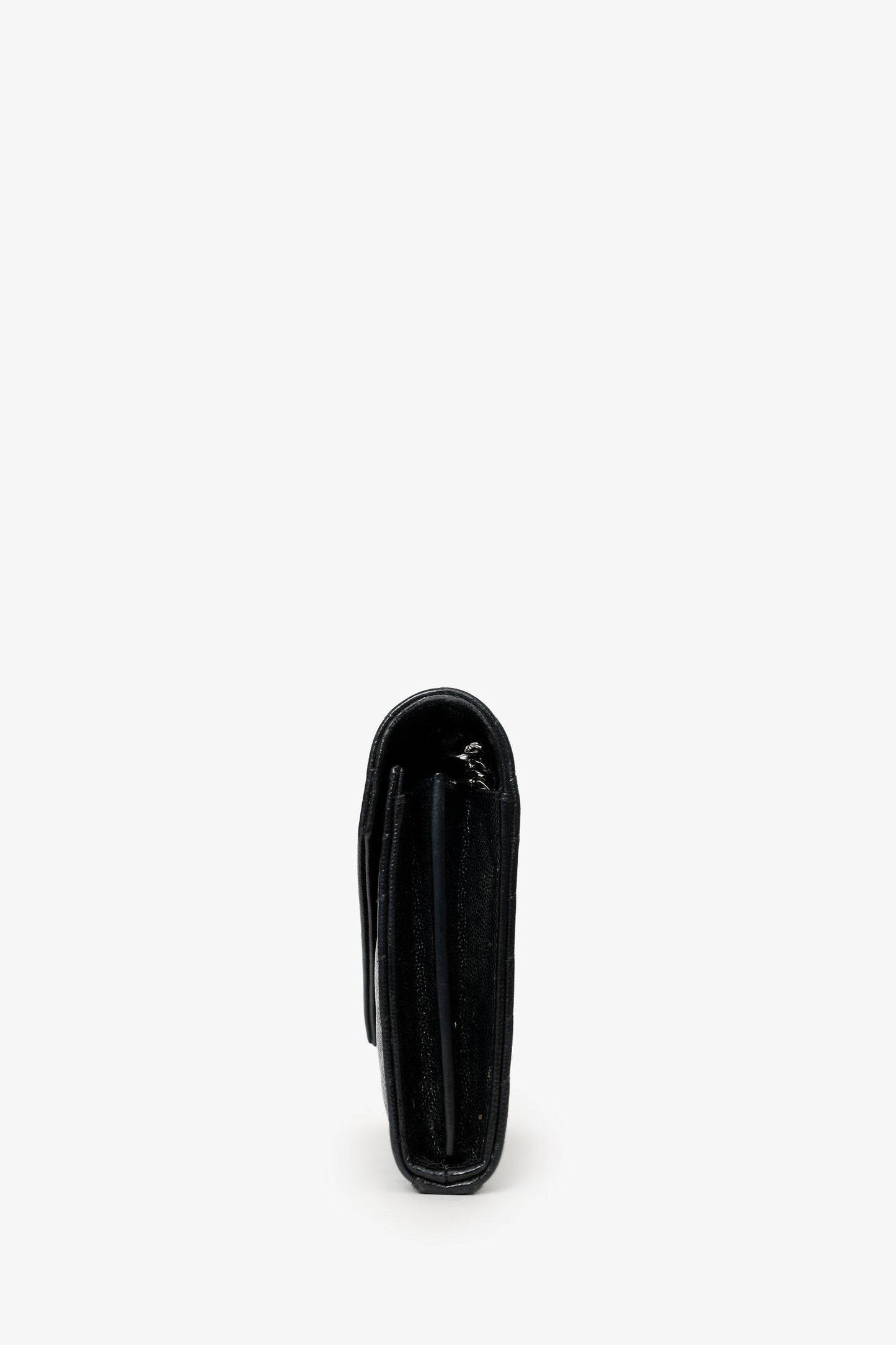 Saint Laurent Black Chevron Leather Envelope Wallet On Chain