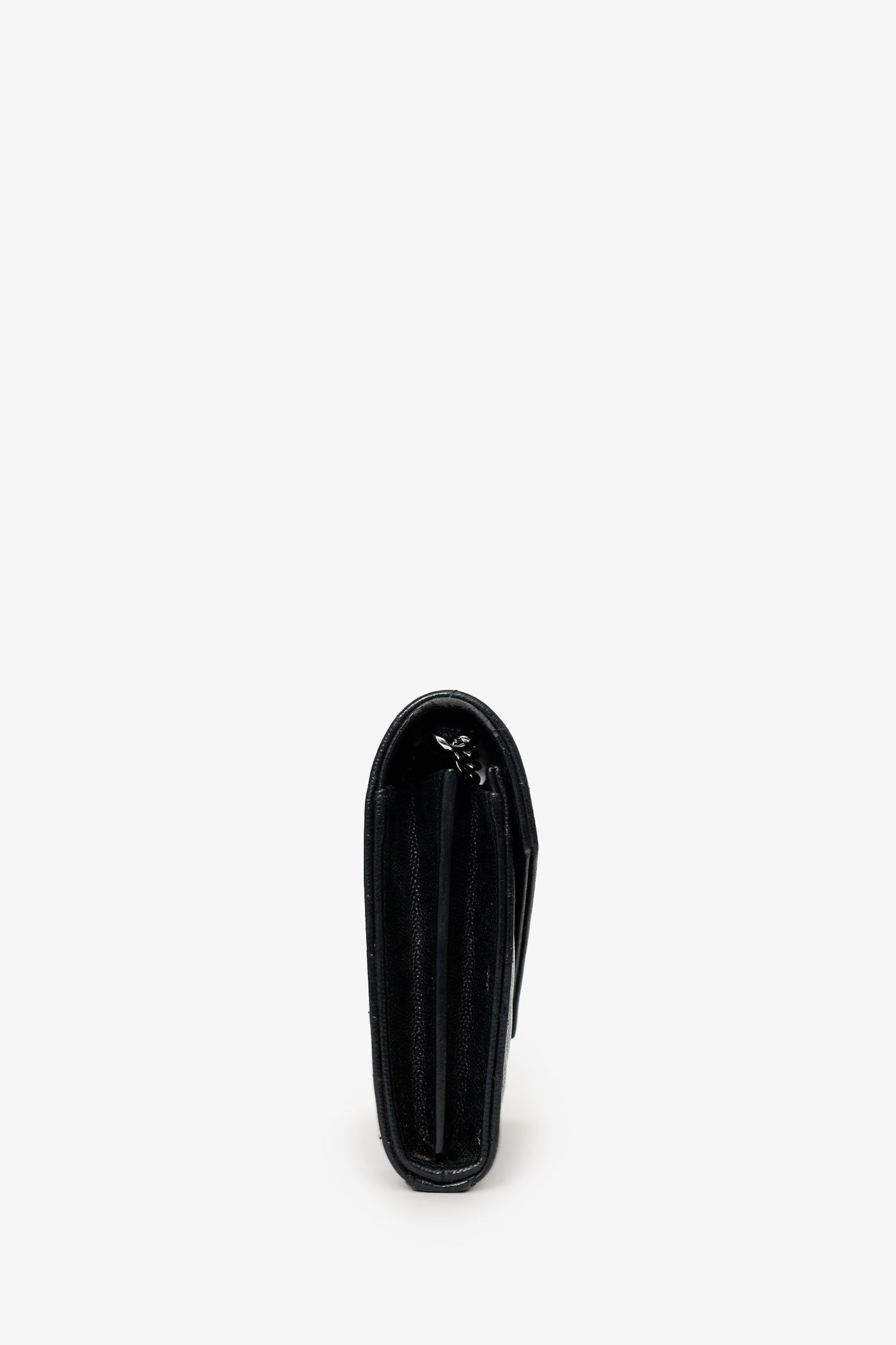 Saint Laurent Black Chevron Leather Envelope Wallet On Chain