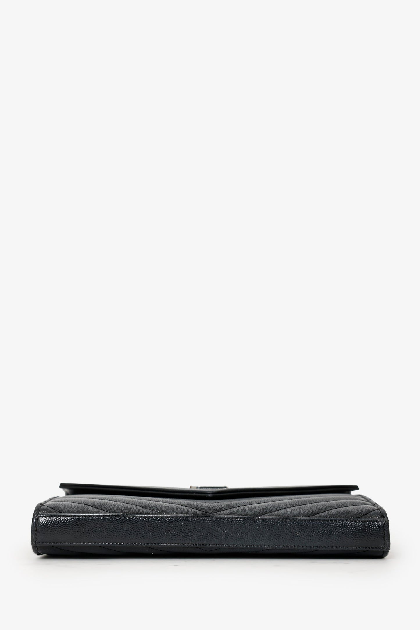 Saint Laurent Black Chevron Leather Envelope Wallet On Chain
