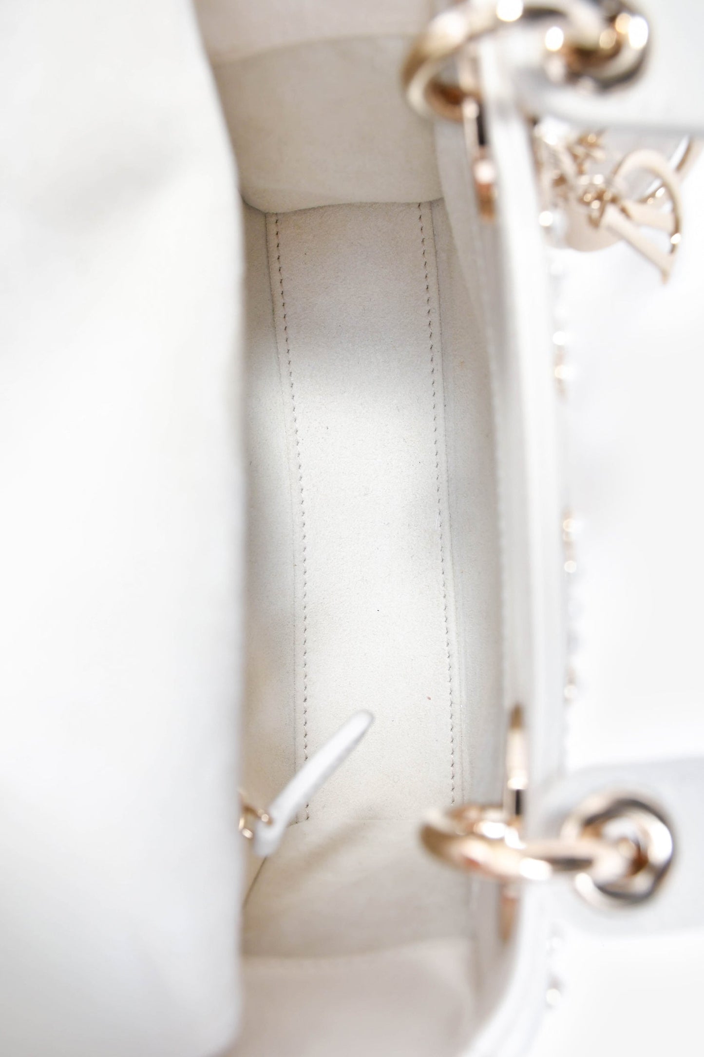 Christian Dior 2023 White Leather Pearl Mini Lady Dior