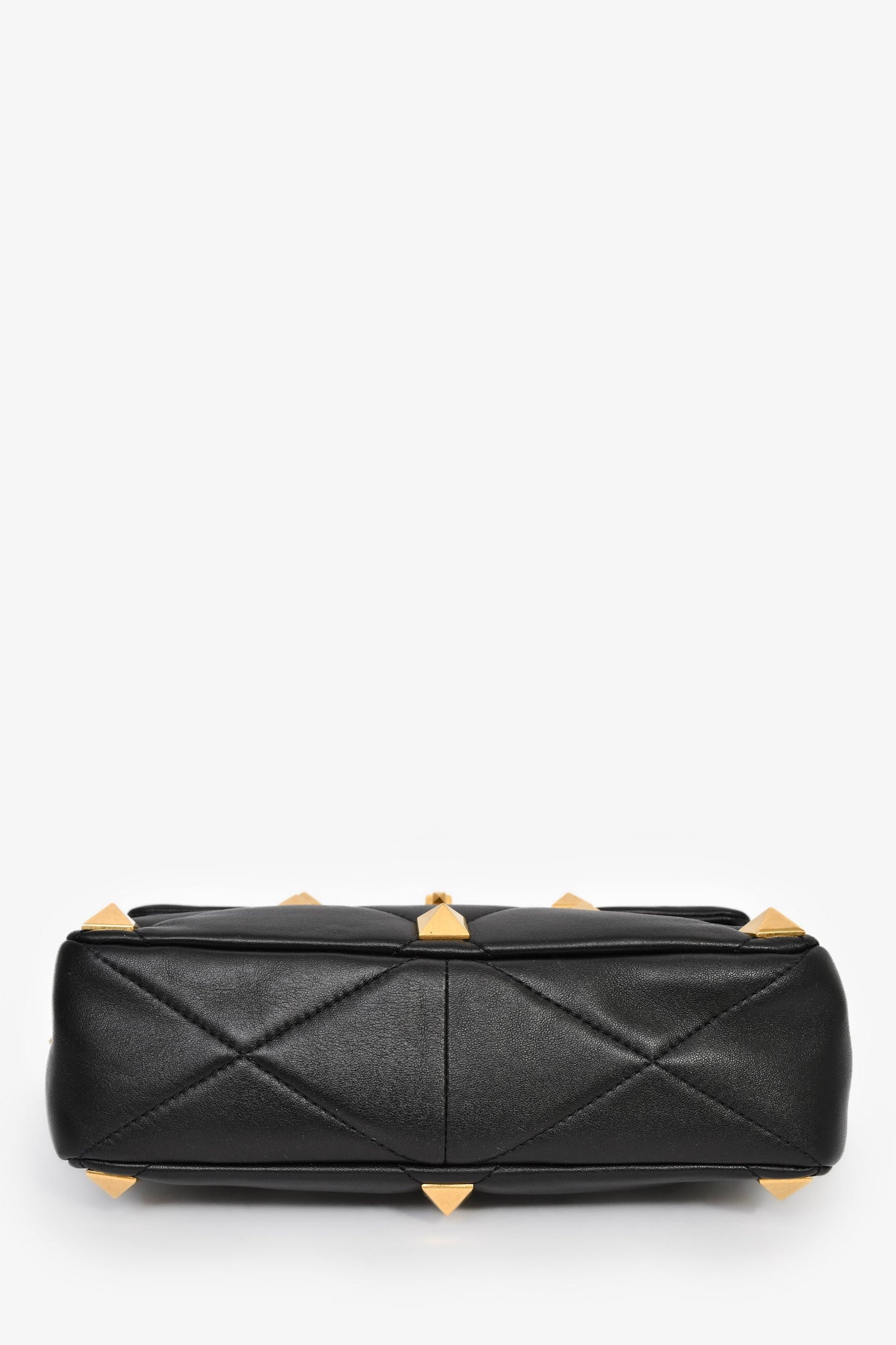 Valentino Black Leather Roman Stud Shoulder Bag