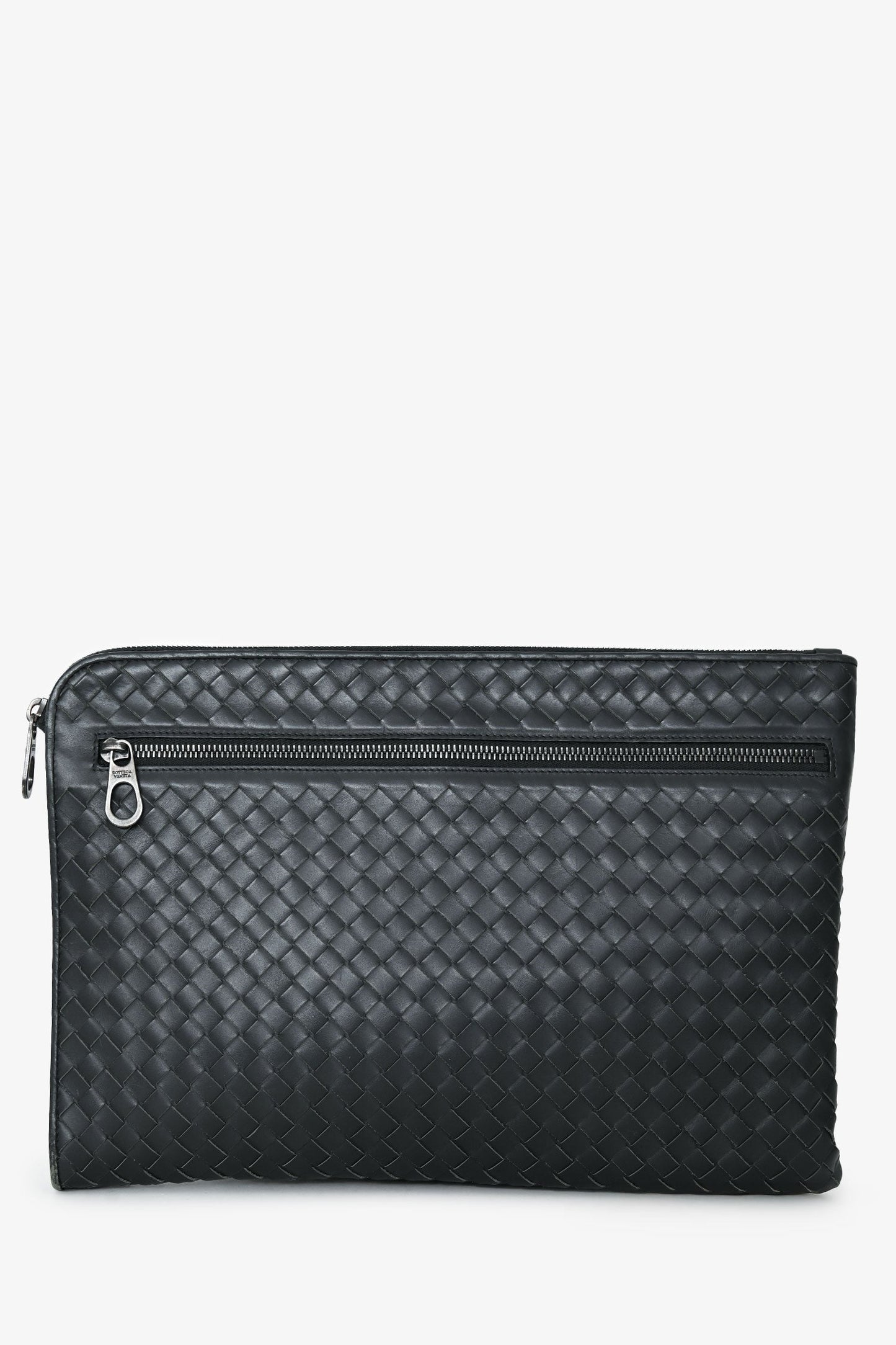 Bottega Veneta Grey Intrecciato Leather Laptop Case