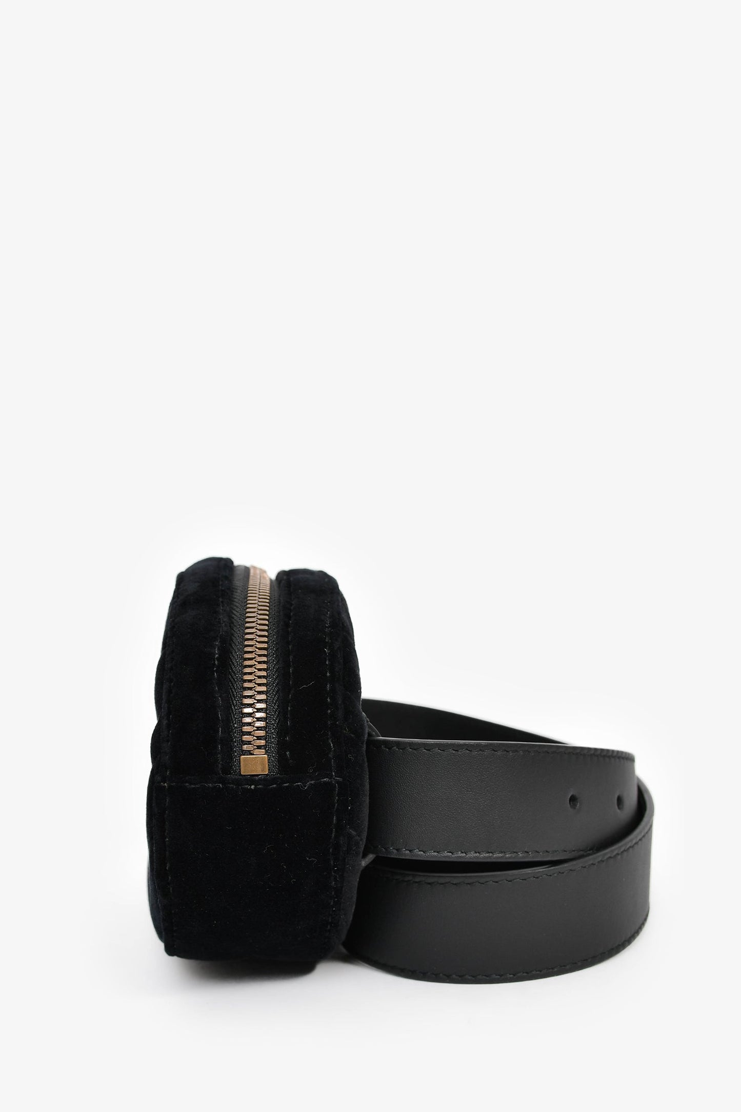Gucci Black Chevron Velvet Marmont Belt Bag