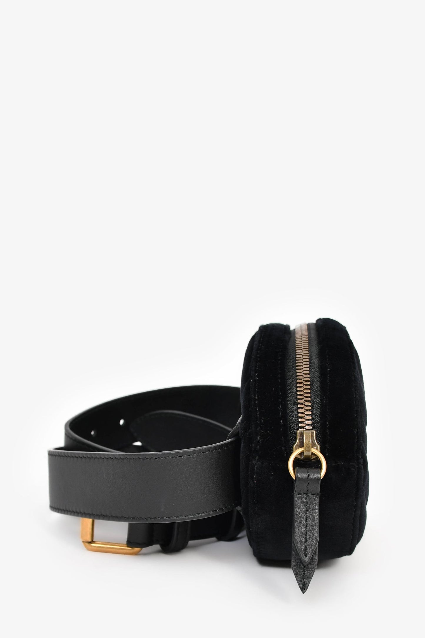 Gucci Black Chevron Velvet Marmont Belt Bag