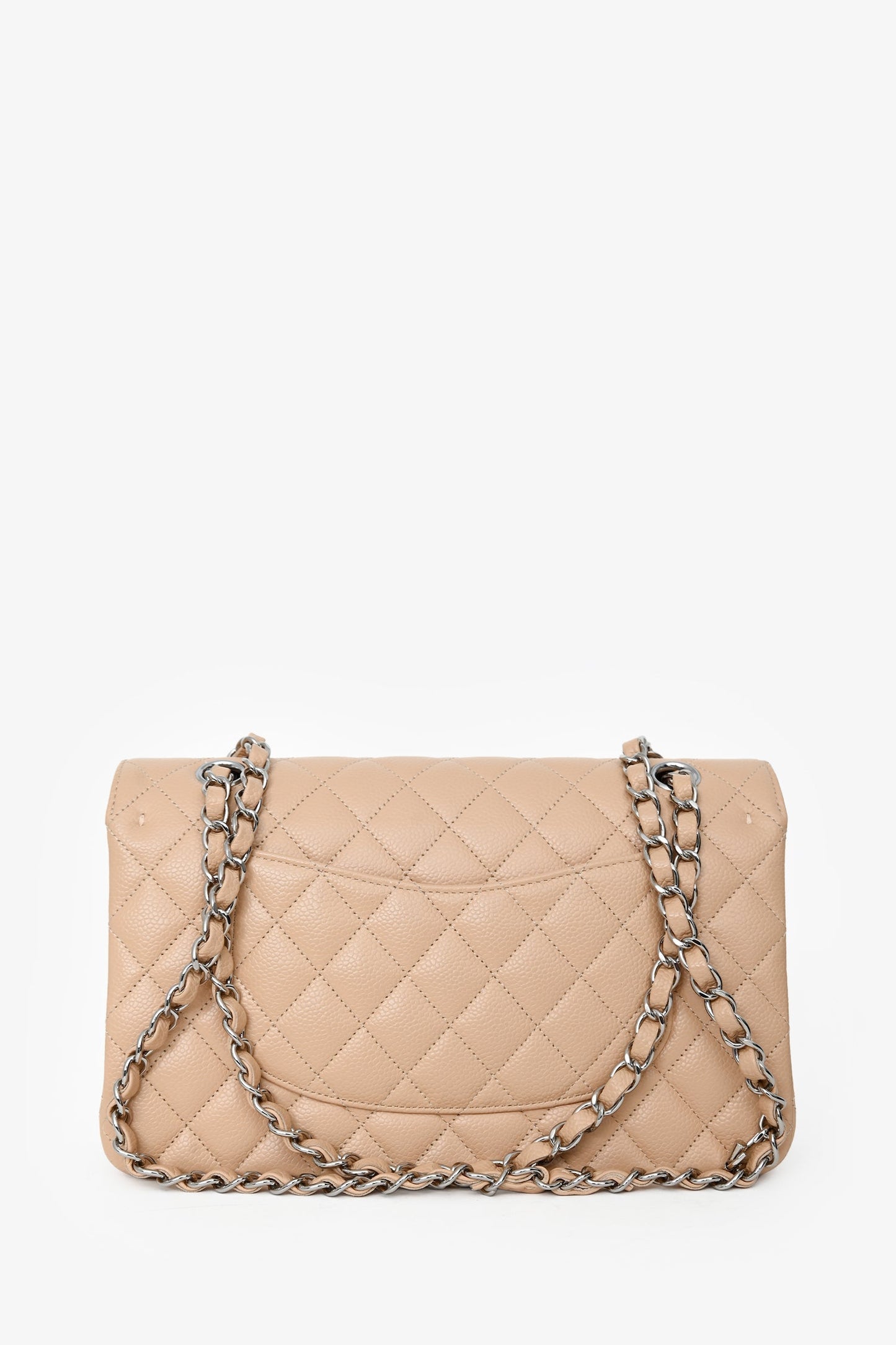 Chanel™ Beige Caviar Leather Medium Classic Double Flap