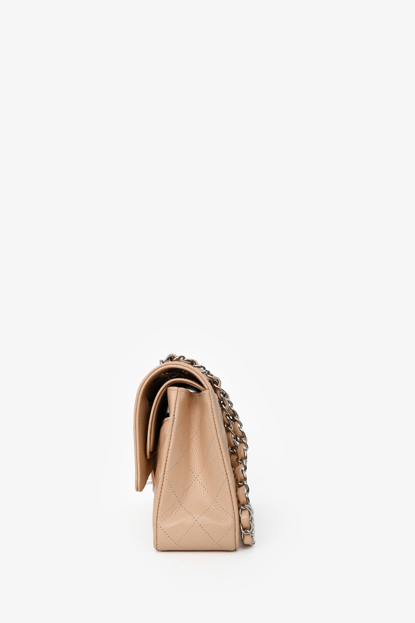 Chanel™ Beige Caviar Leather Medium Classic Double Flap