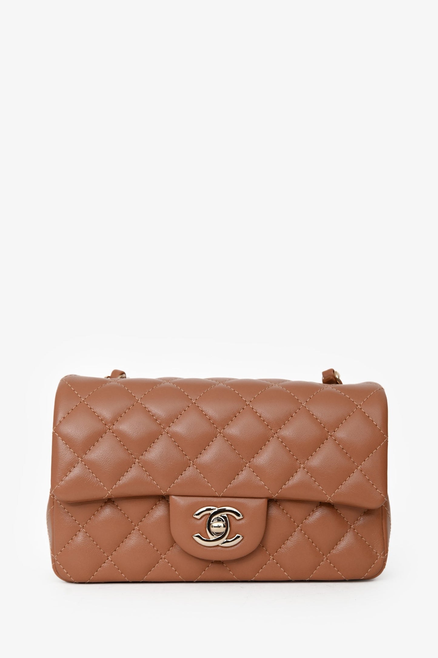 Chanel™2022 Caramel Lambskin Leather Mini Classic Flap