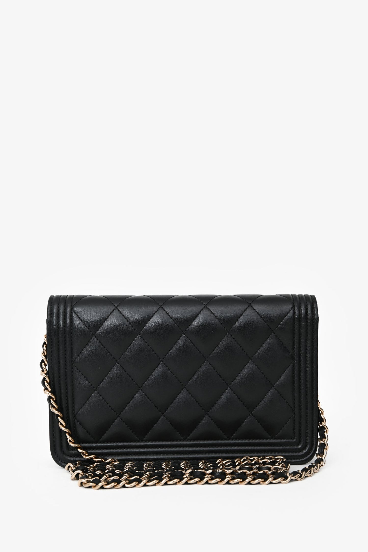 Chanel™ 2018 Black Lambskin Boy Wallet On Chain