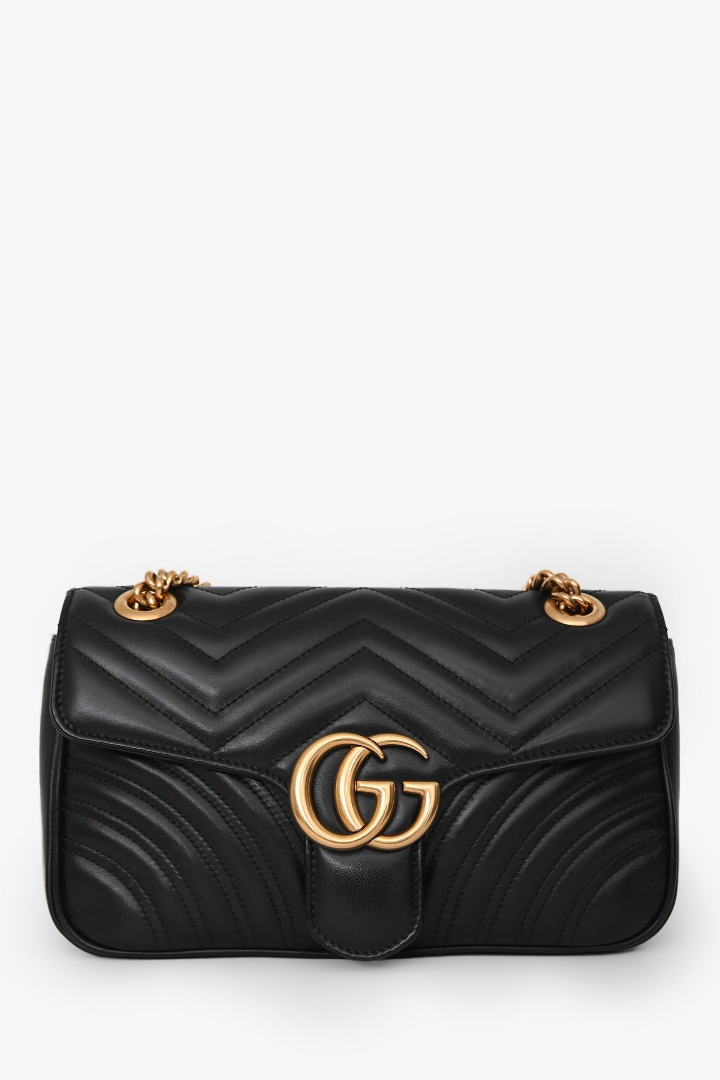 Gucci Black Leather GG Marmont Small Crossbody Bag