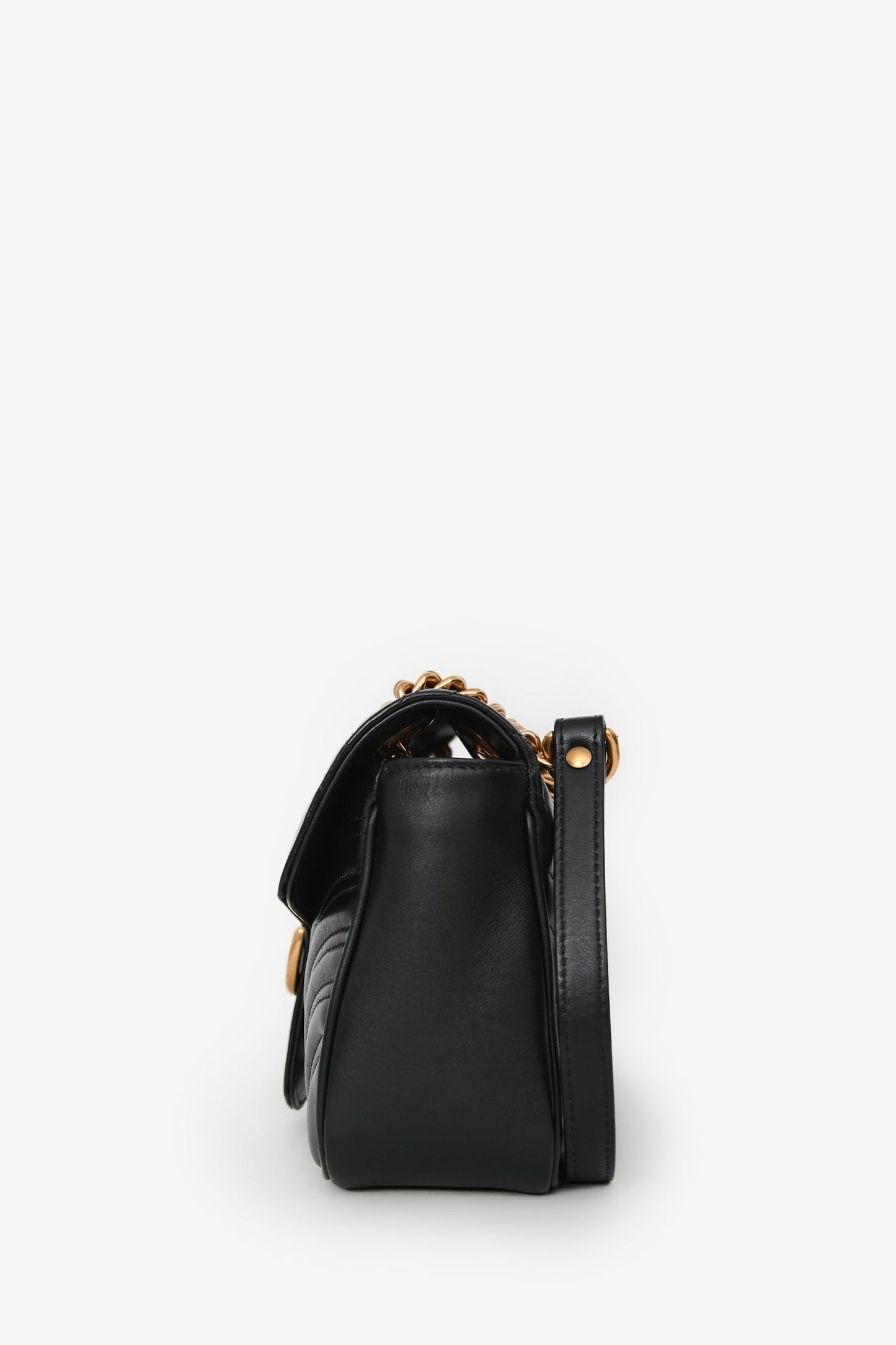 Gucci Black Leather GG Marmont Small Crossbody Bag