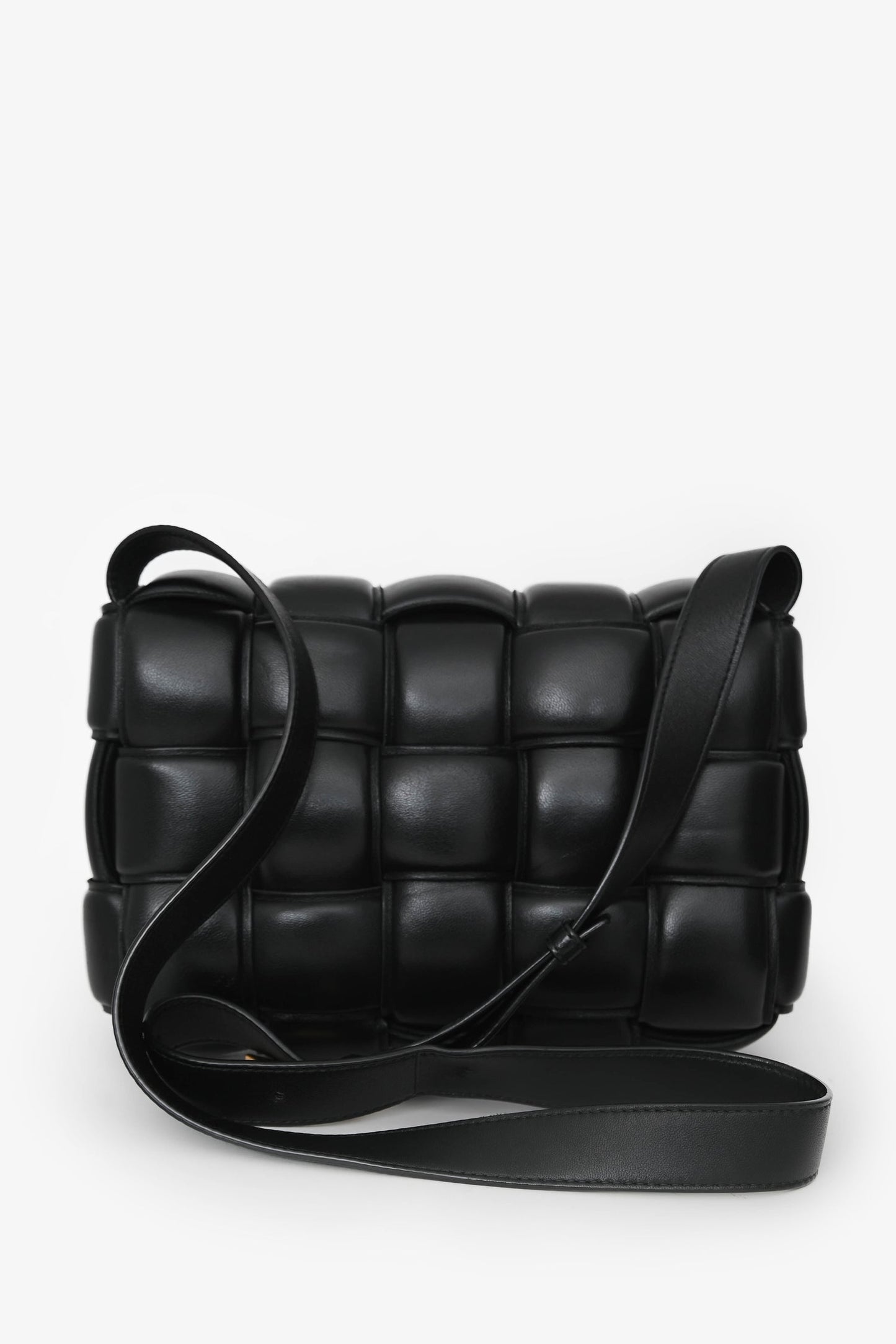 Bottega Veneta Black Leather Intrecciato Padded Cassette Crossbody