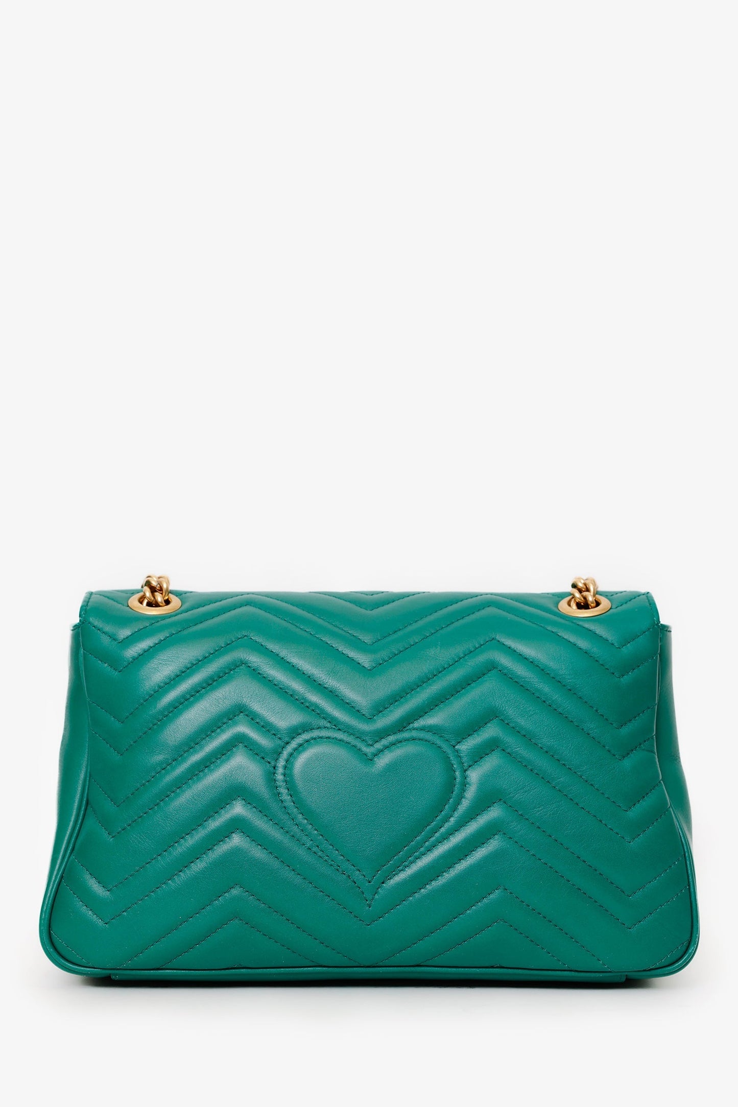 Gucci Green Chevron Leather Medium Marmont Shoulder Bag