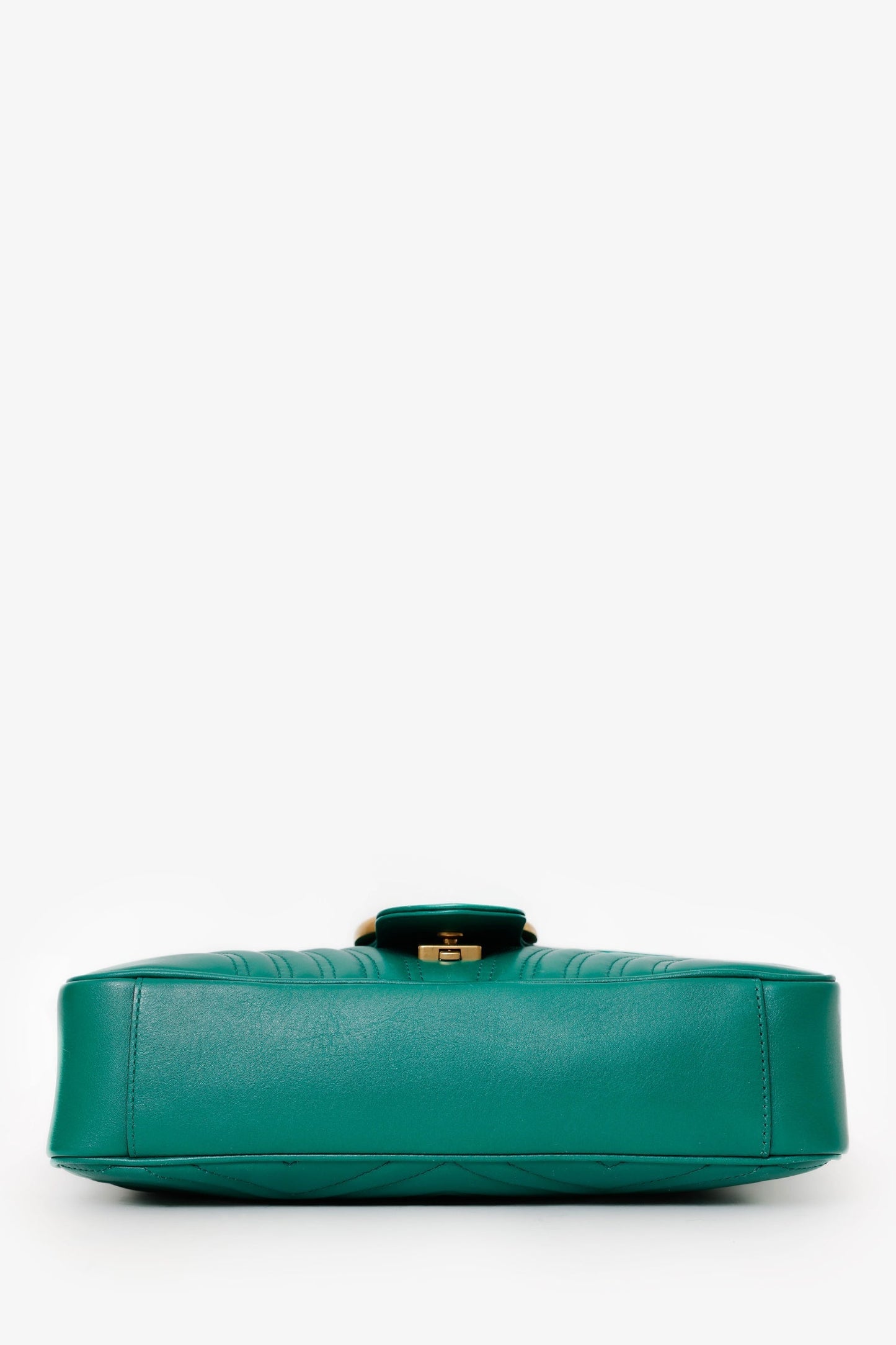 Gucci Green Chevron Leather Medium Marmont Shoulder Bag