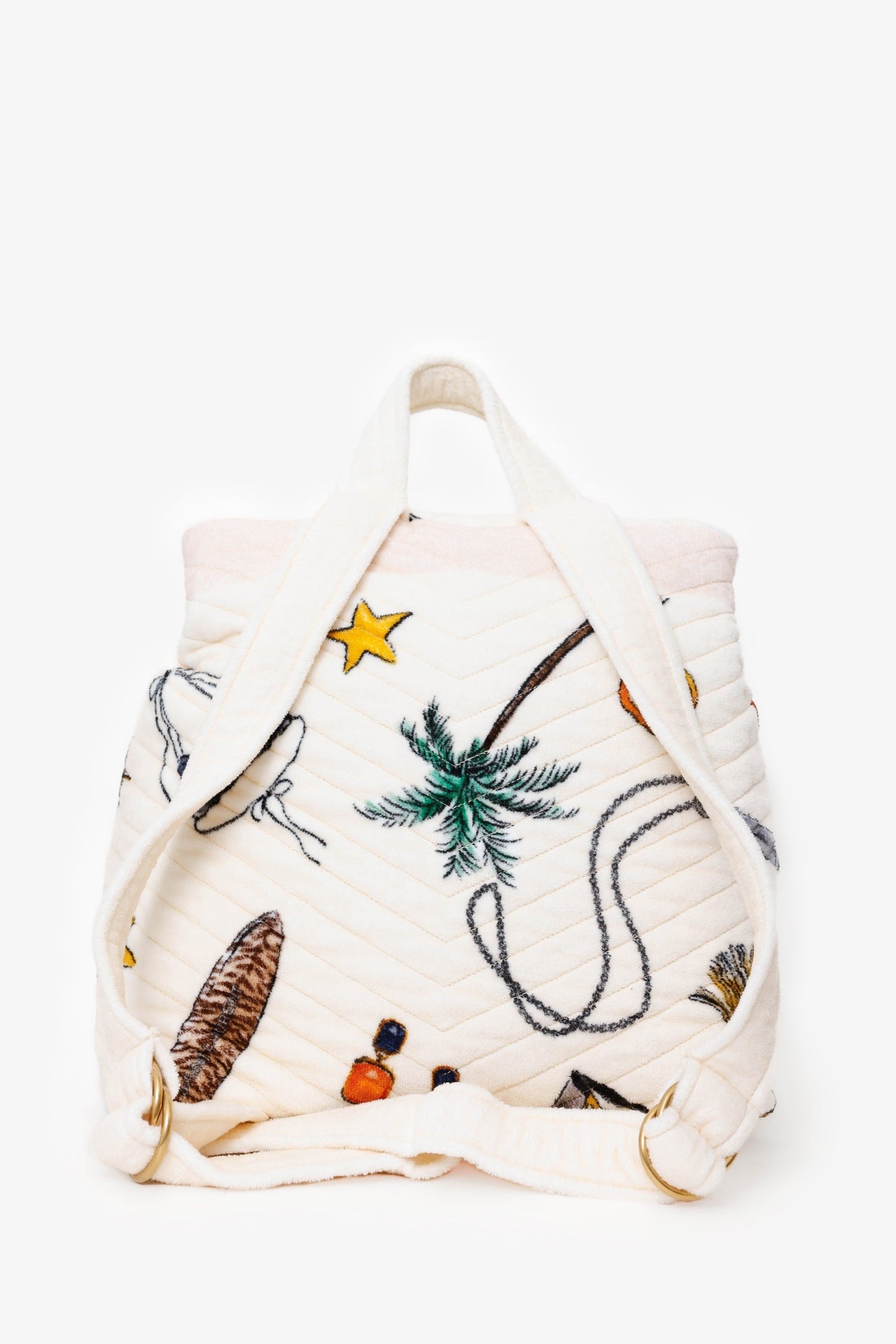 Saint Laurent White Terry Cloth Summer Print Backpack