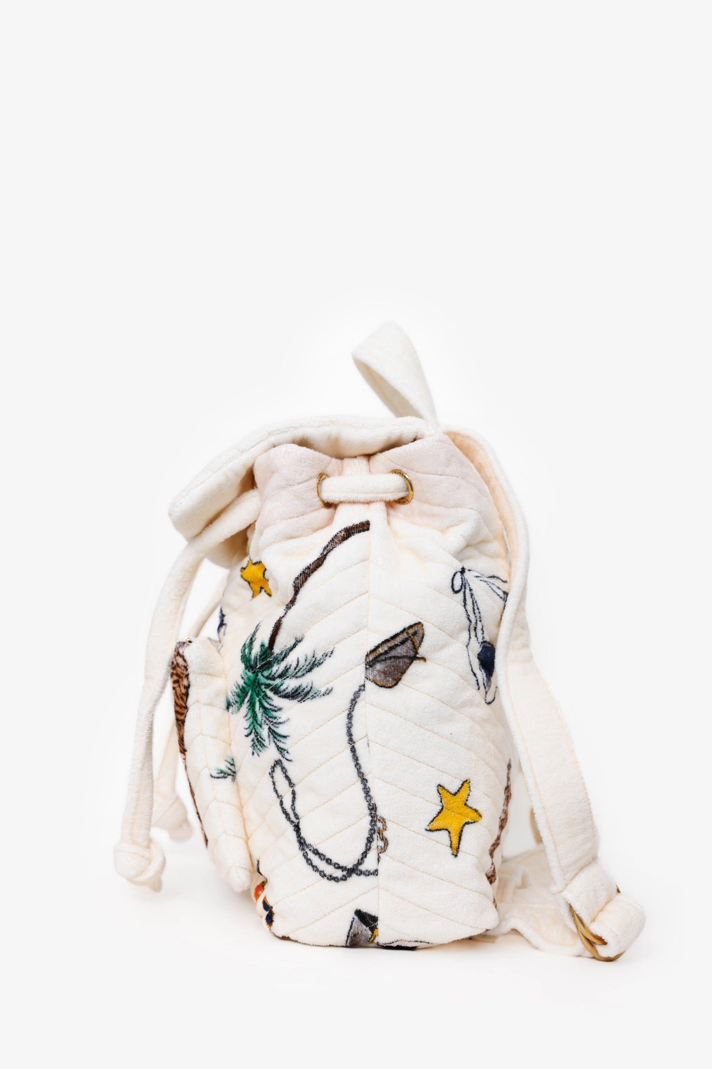 Saint Laurent White Terry Cloth Summer Print Backpack