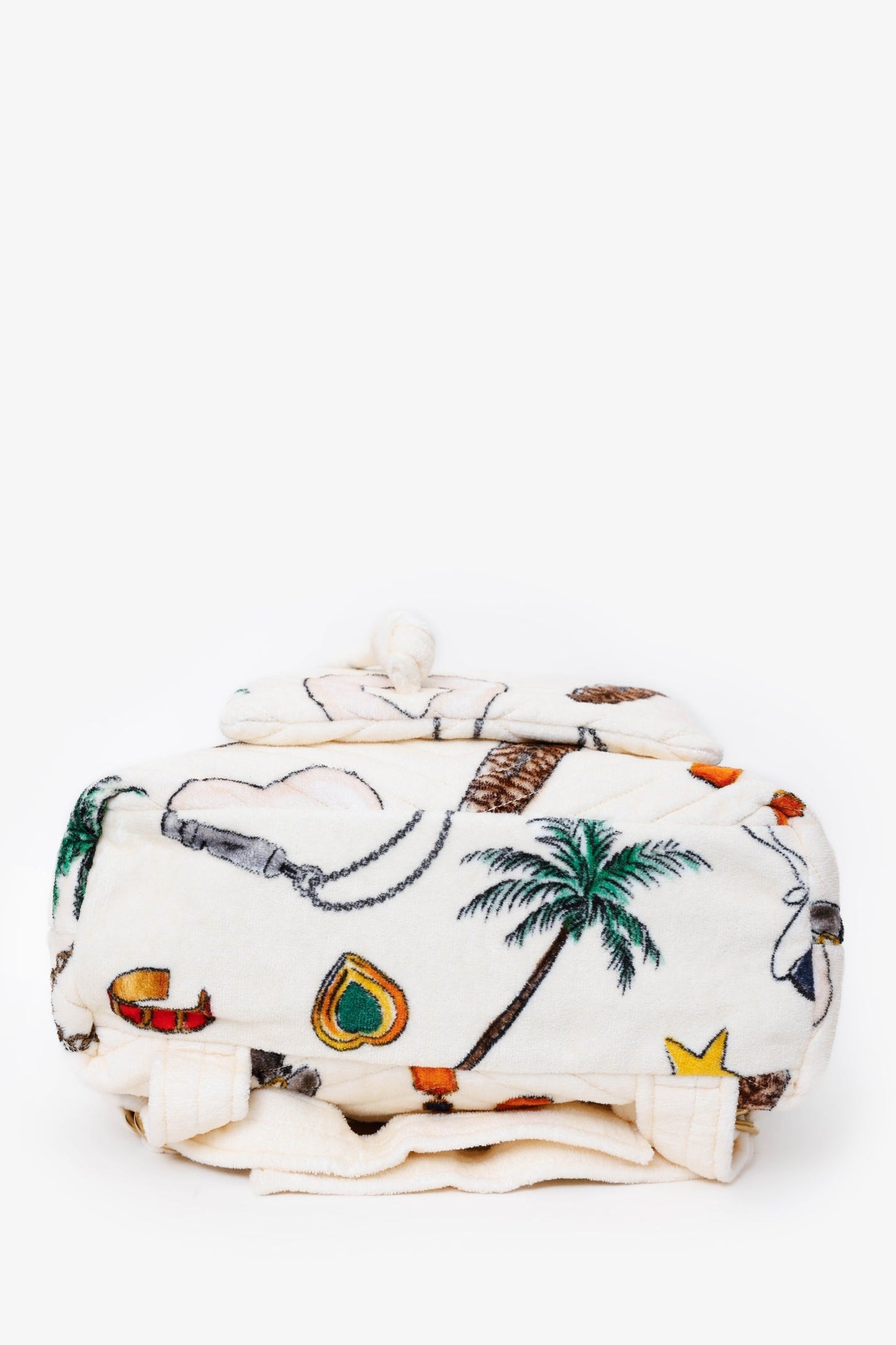 Saint Laurent White Terry Cloth Summer Print Backpack
