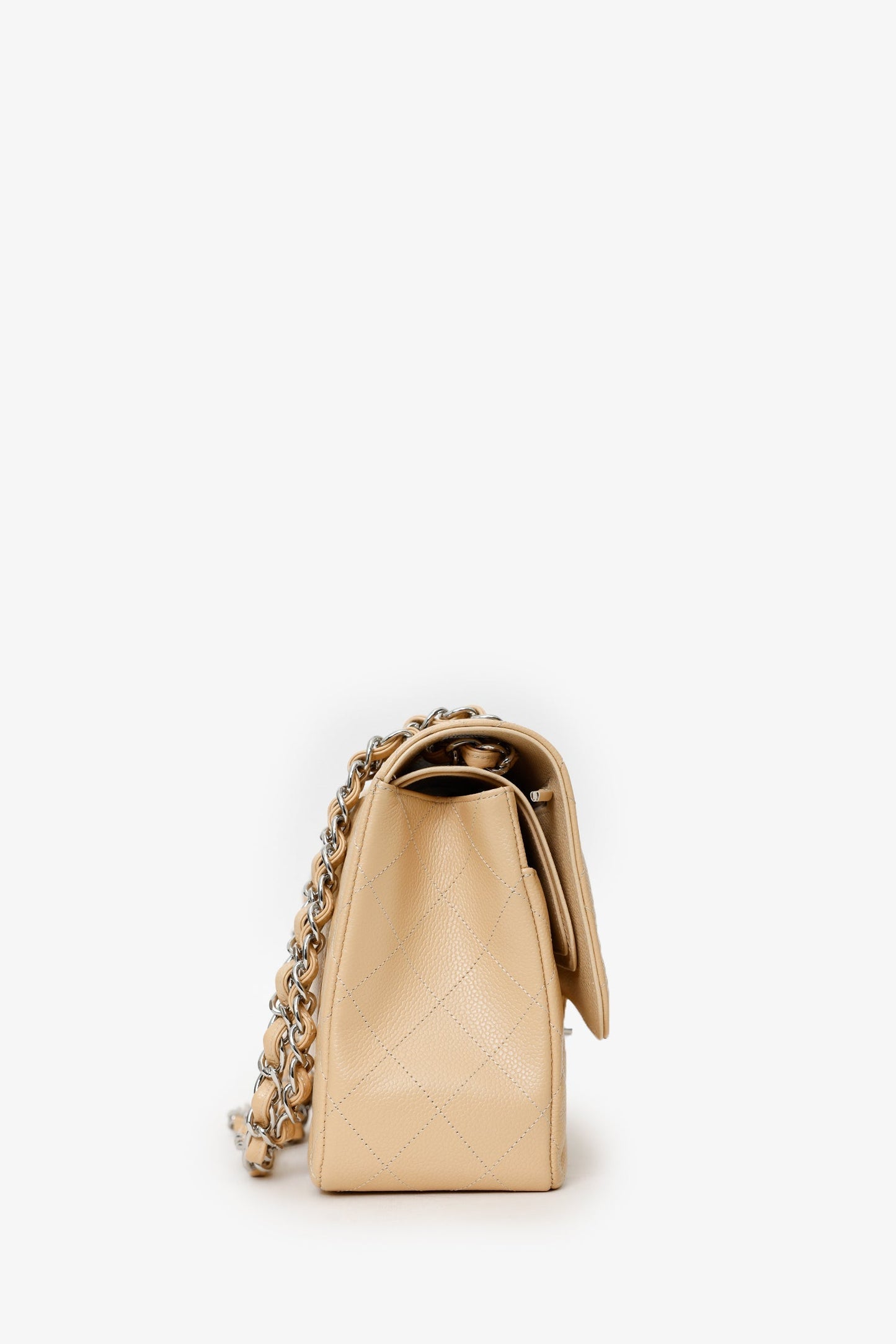 Chanel™ 2016-17 Beige Caviar Leather Jumbo Double Flap Bag