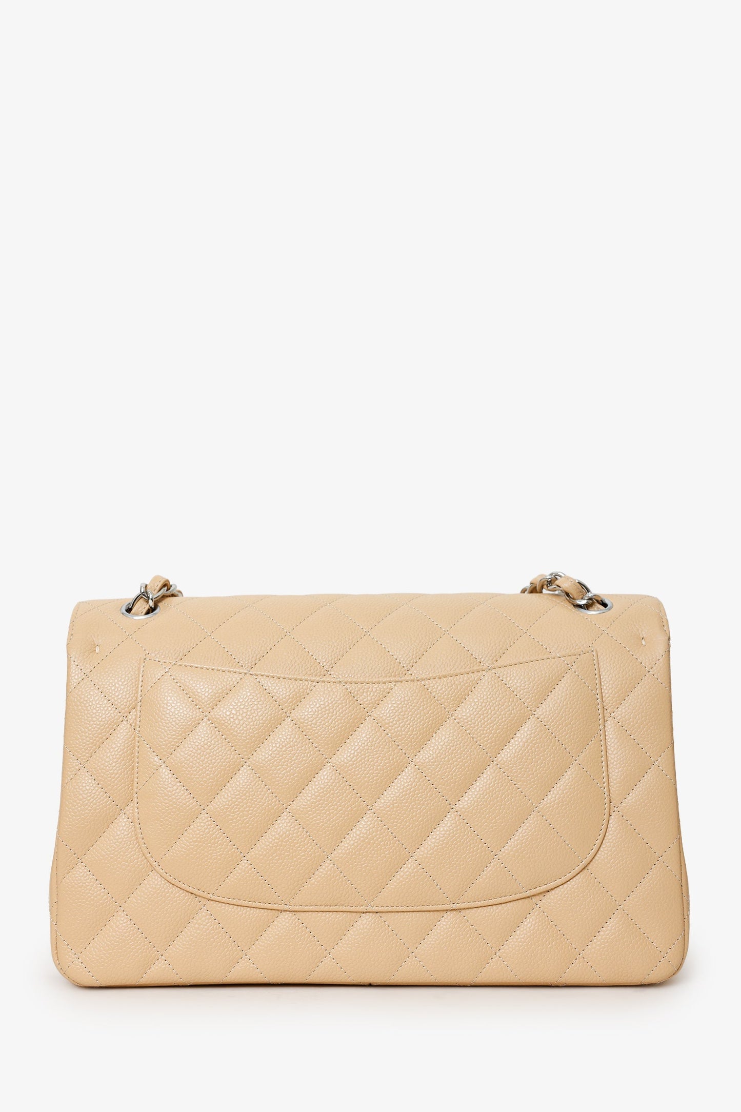 Chanel™ 2016-17 Beige Caviar Leather Jumbo Double Flap Bag