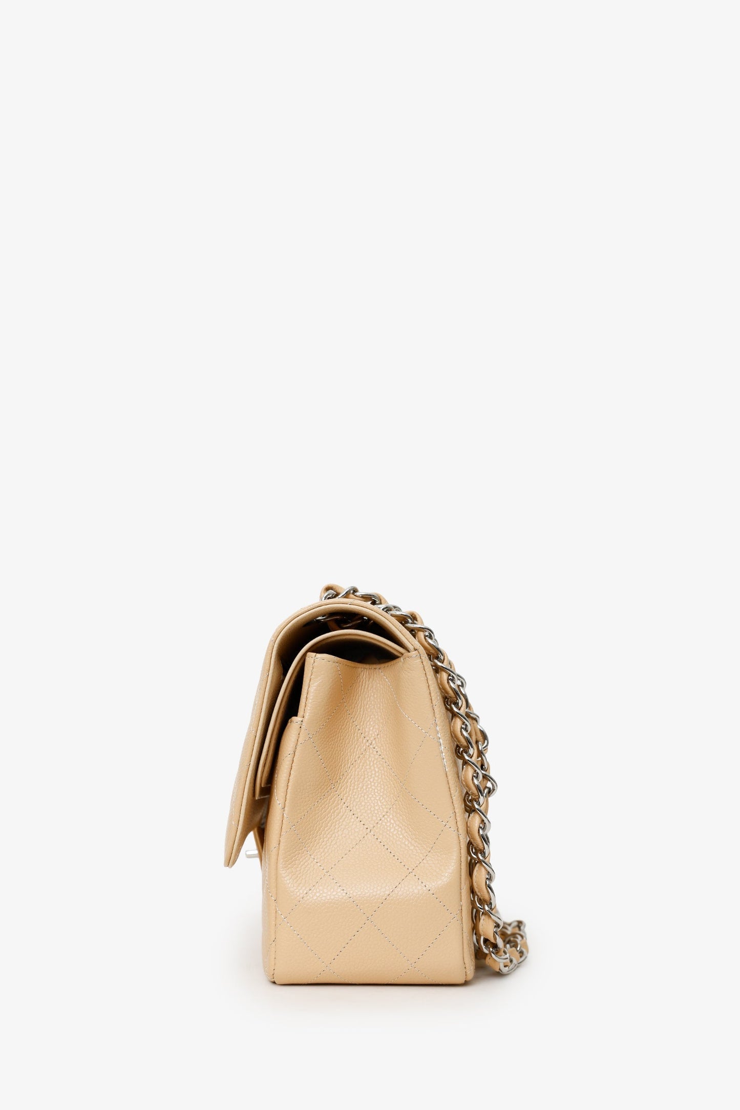 Chanel™ 2016-17 Beige Caviar Leather Jumbo Double Flap Bag