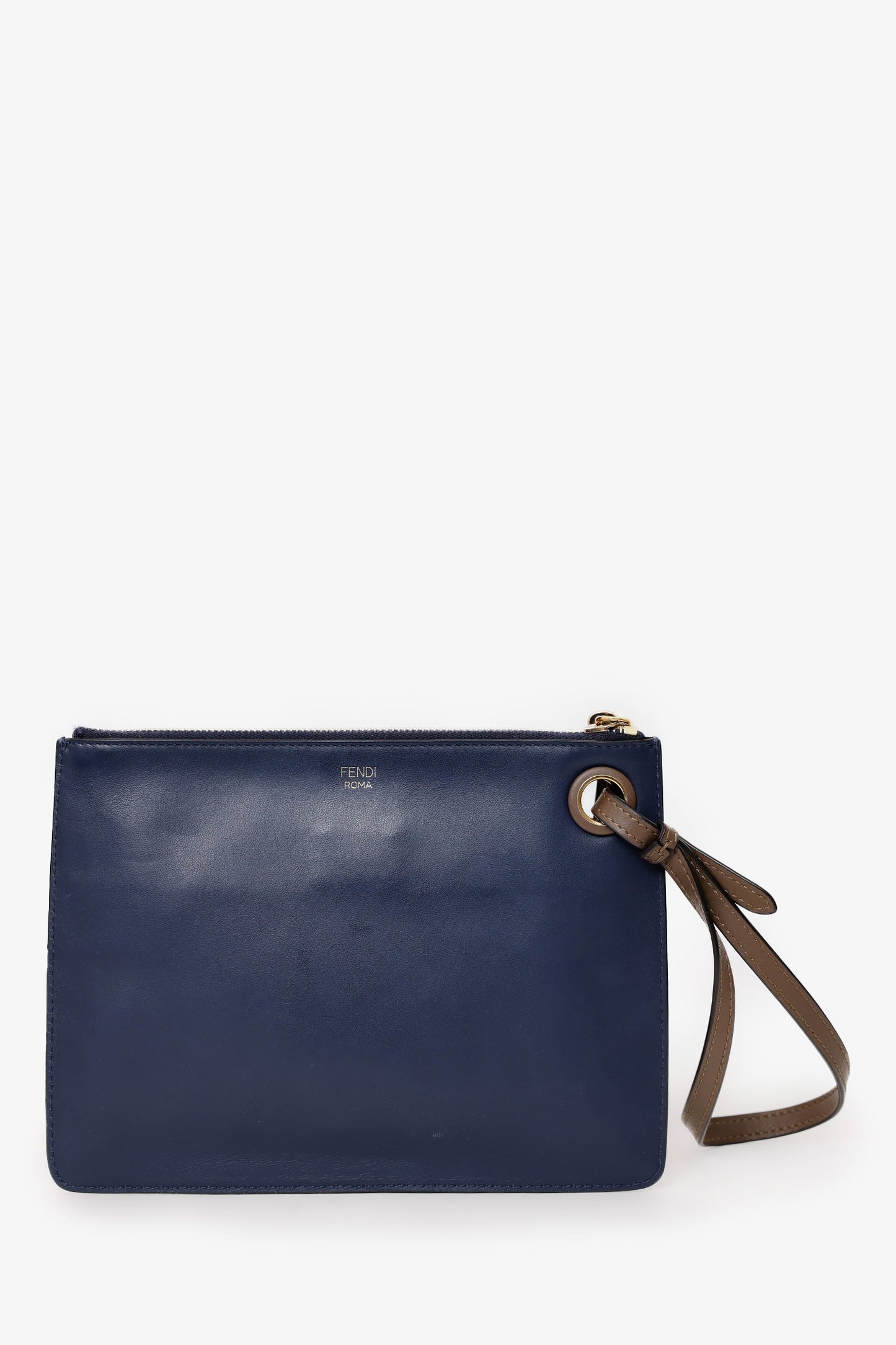 Fendi X Fila Multicolor Leather Zip Wristlet Clutch