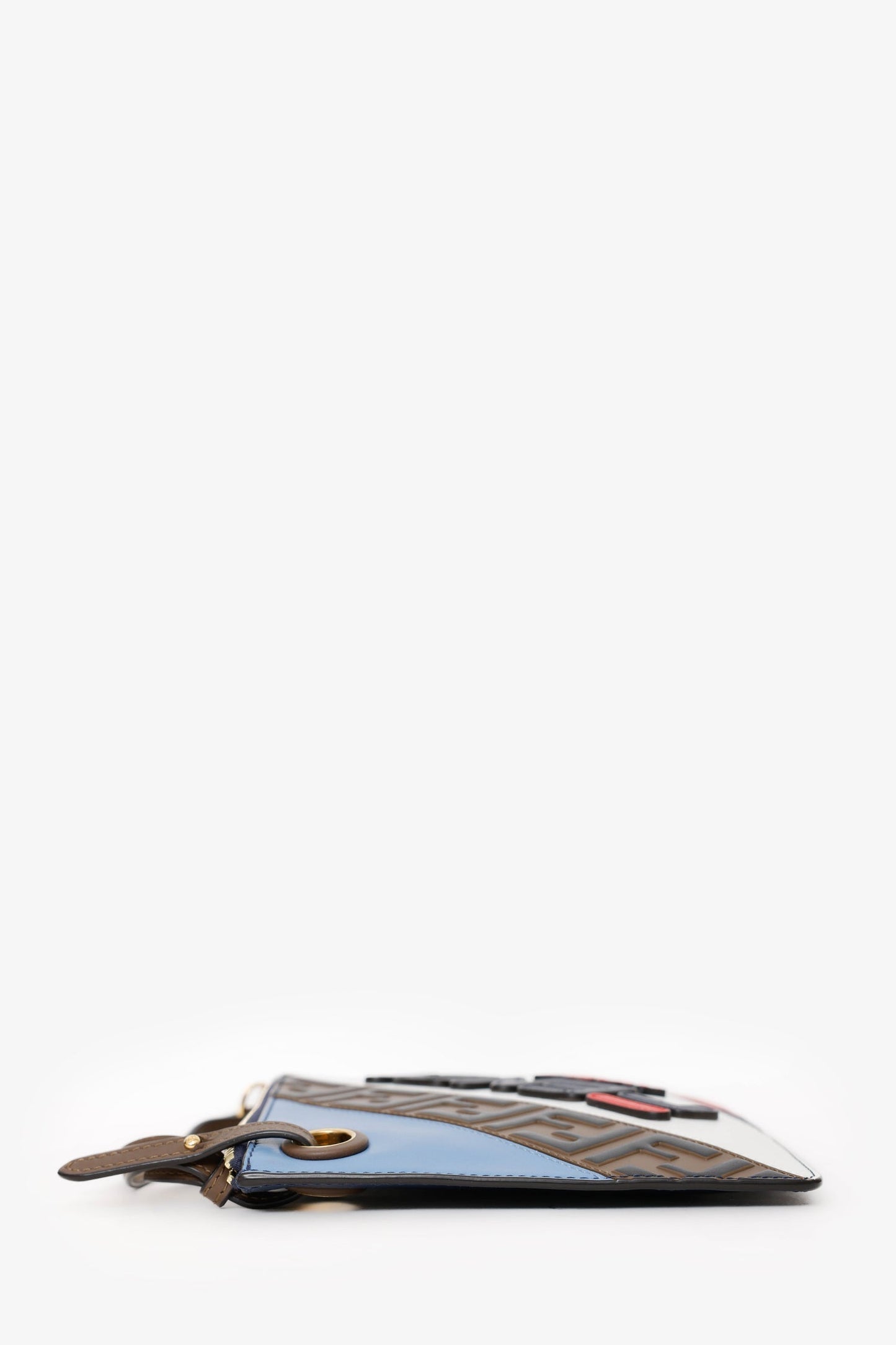 Fendi X Fila Multicolor Leather Zip Wristlet Clutch