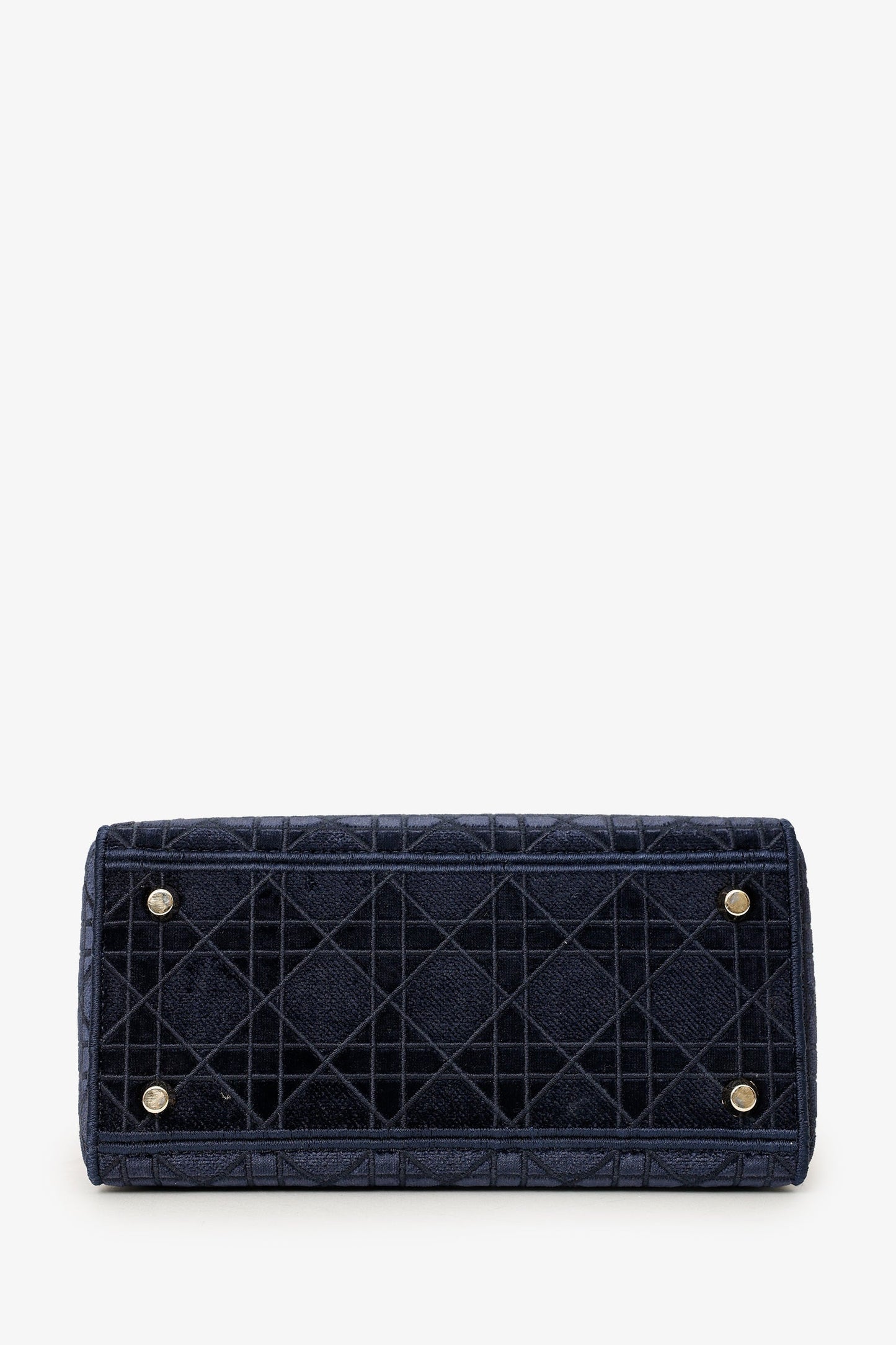 Christian Dior 2021 Blue Velvet 'Cannage D-Lite' Medium Bag With Strap